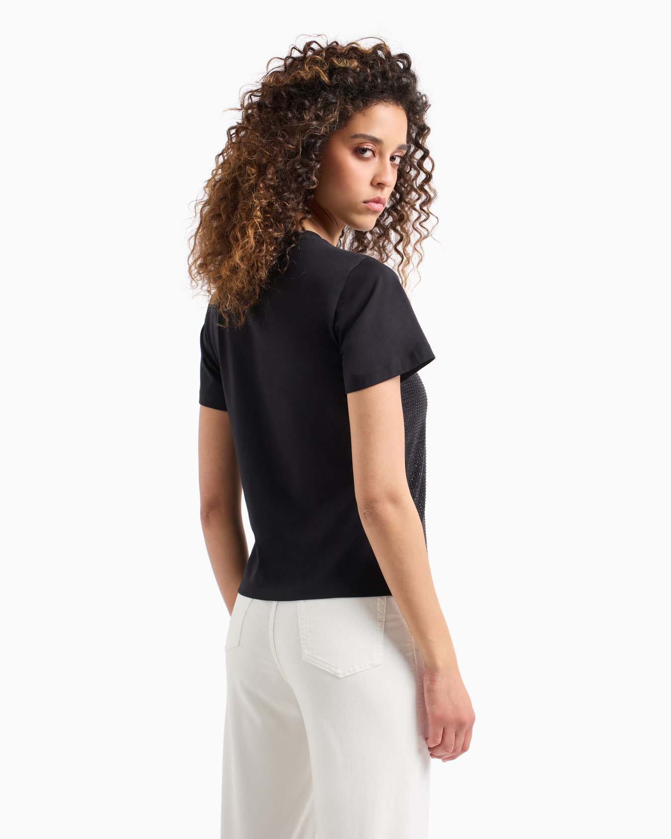 ASV Oversize-T-Shirt aus Supima-Jersey mit Allover-Strasssteinen und Adler Folie 2