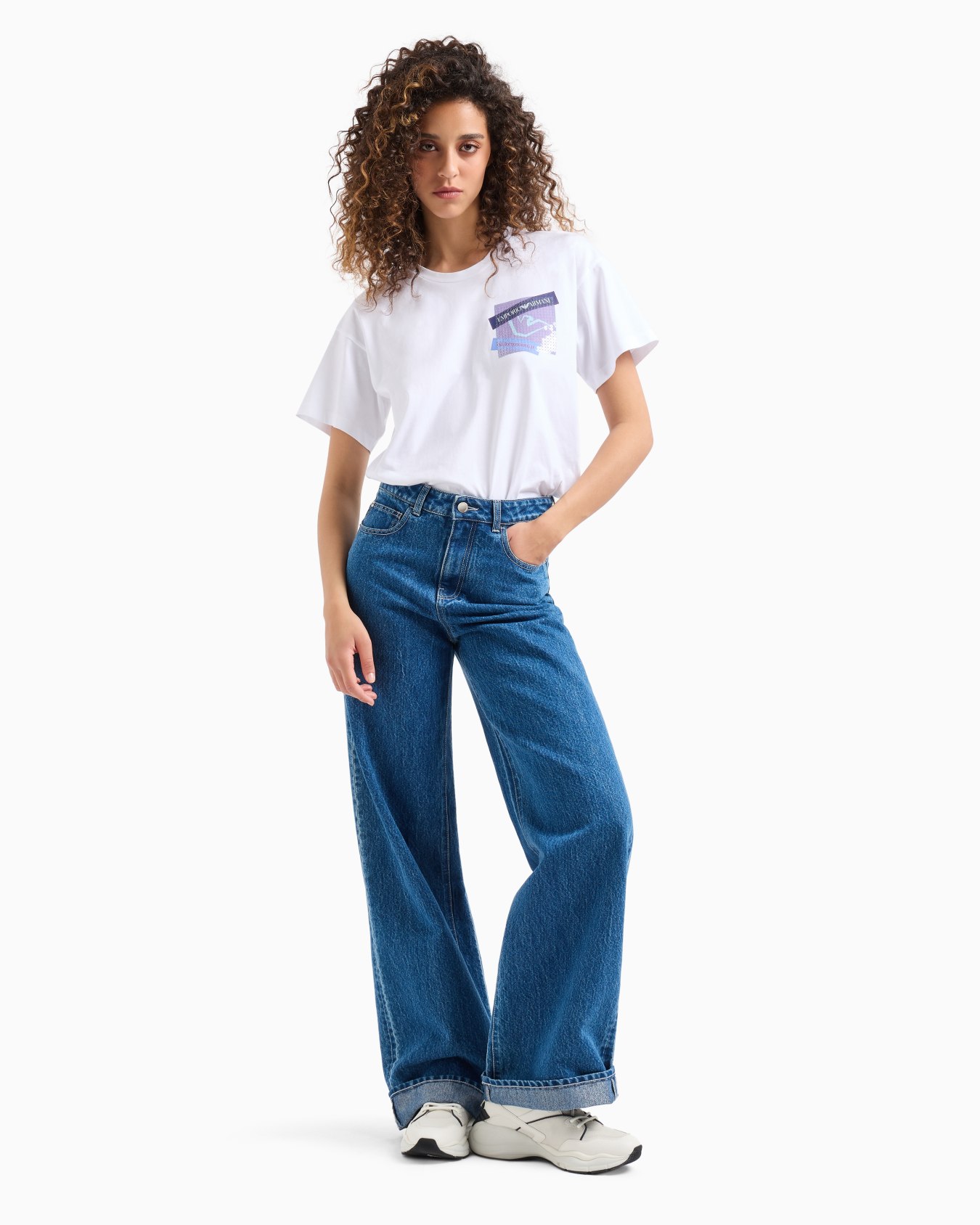 ASV organic-jersey T-shirt with sequins and logo print Slide 3