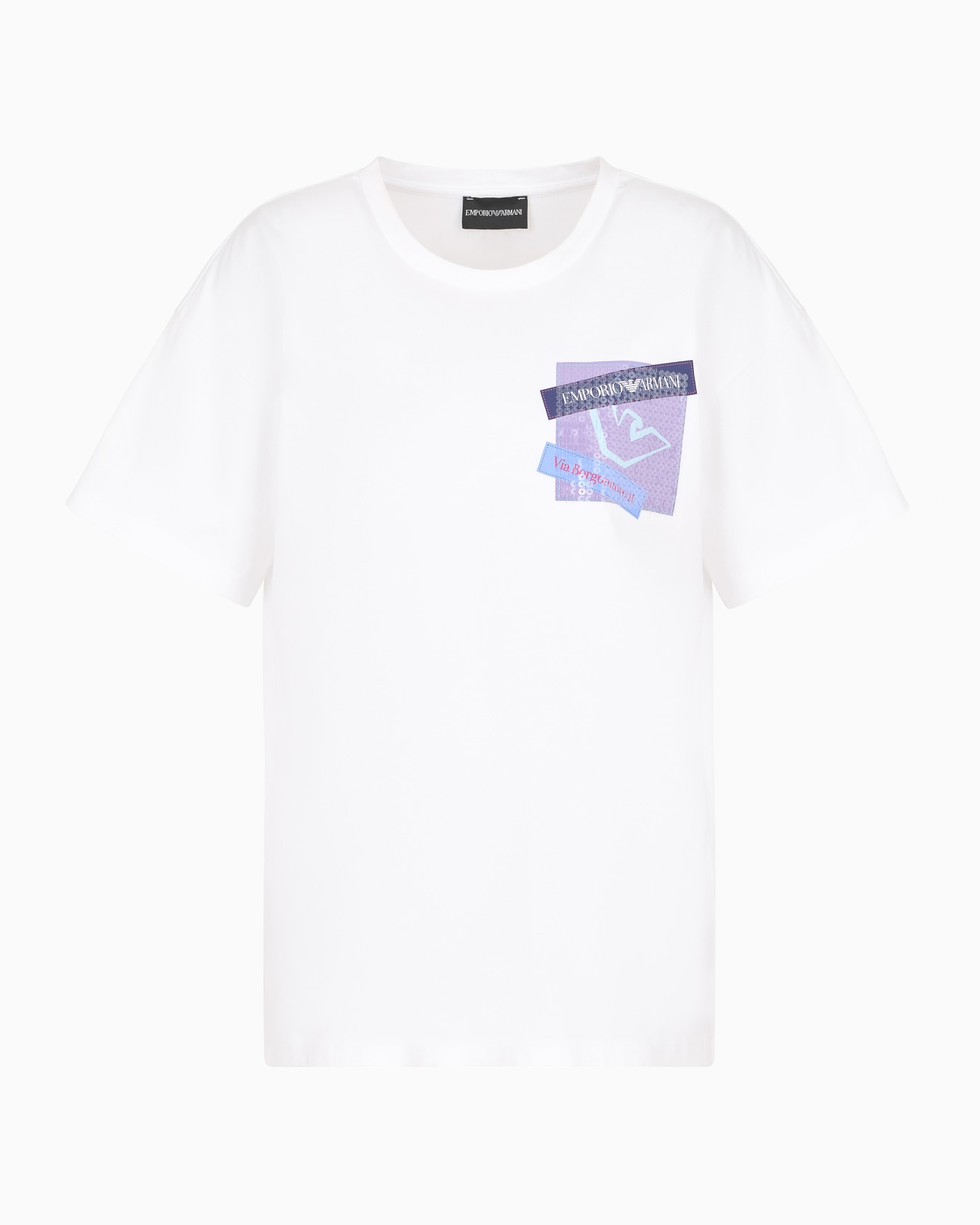 ASV organic-jersey T-shirt with sequins and logo print Slide 0