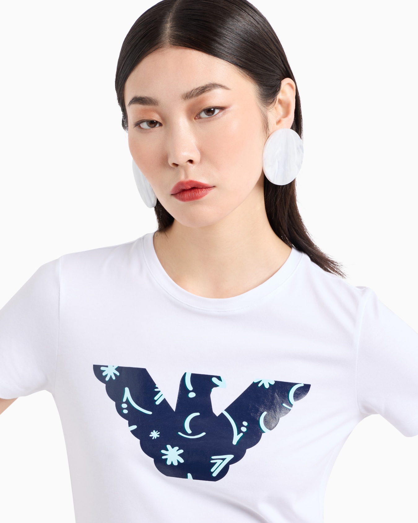 Camiseta de punto elástico orgánico con maximotivo de águila ASV Diapositiva 4