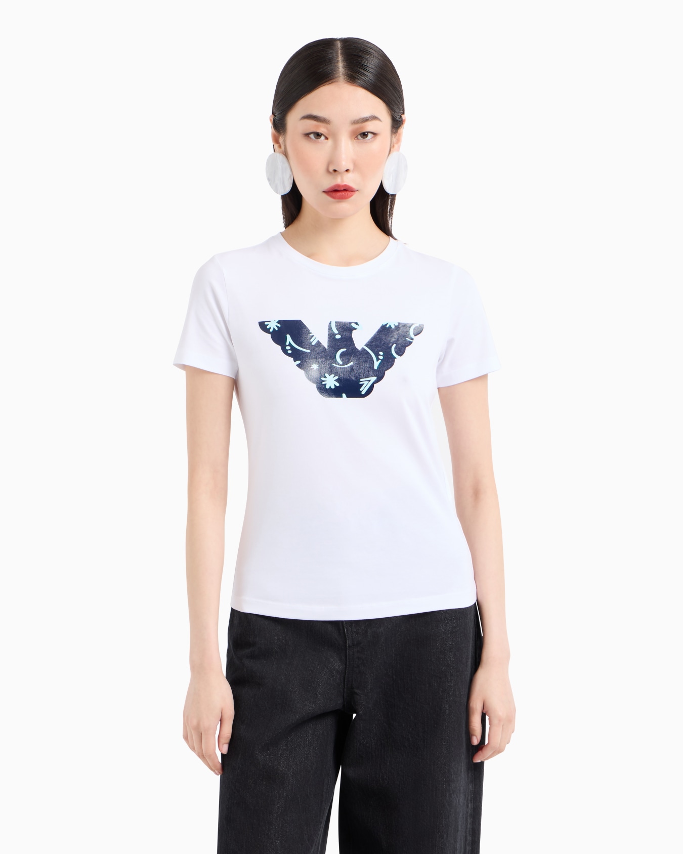 Camiseta de punto elástico orgánico con maximotivo de águila ASV Diapositiva 1