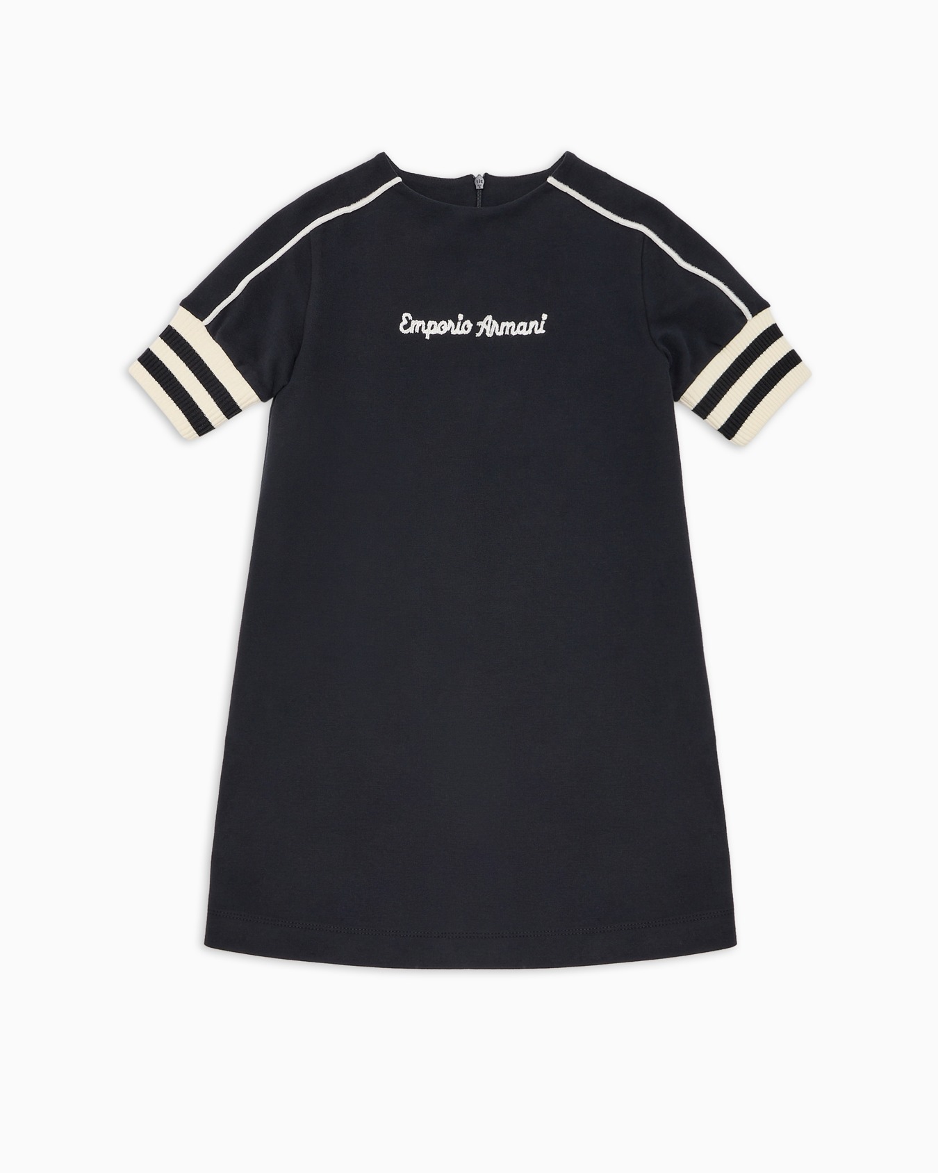 Kleid mit kurzen Ärmeln aus Sweatjersey mit Logo-Stickerei Folie 0