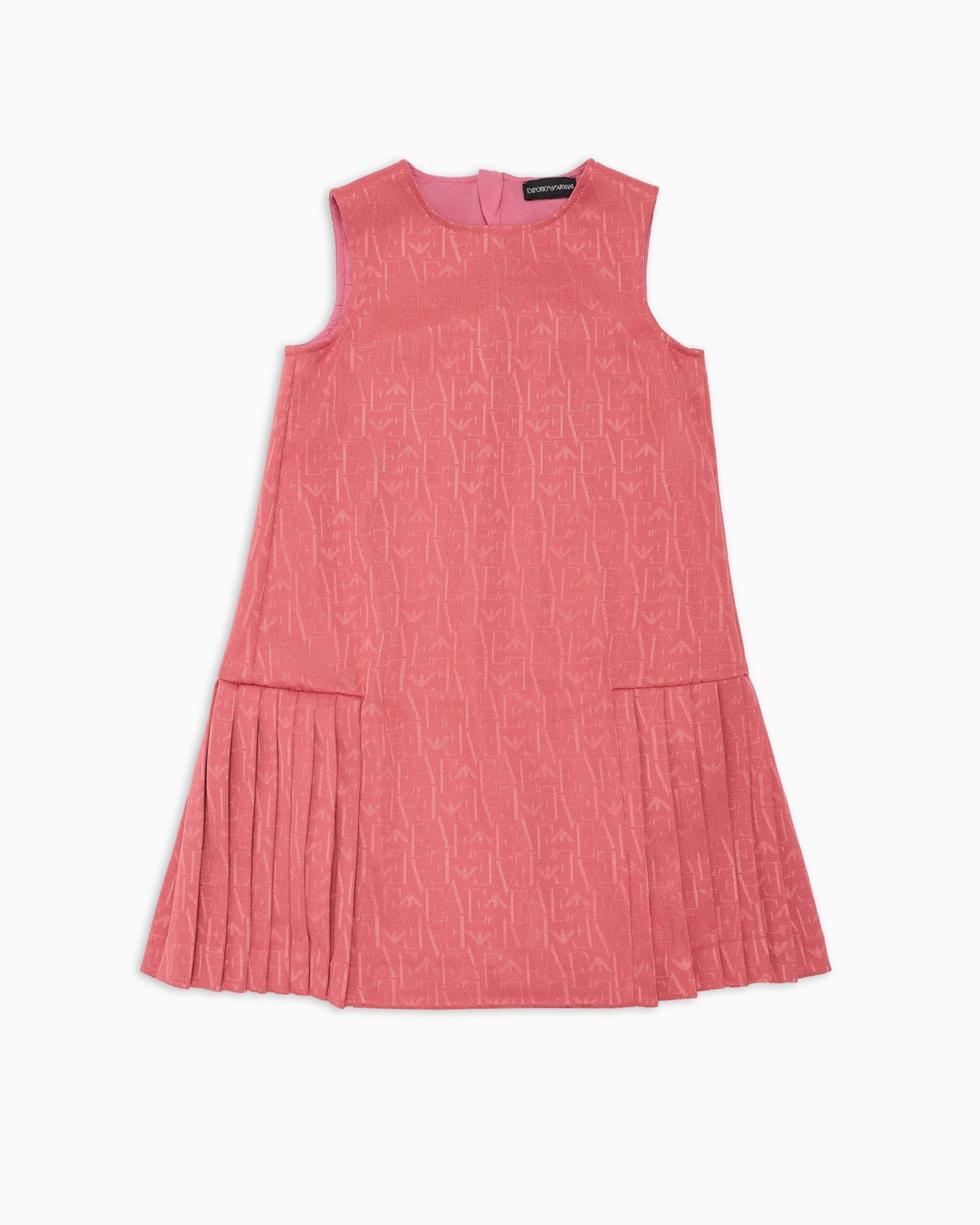 Sleeveless dress with jacquard logo lettering and pleated hem Slide 0