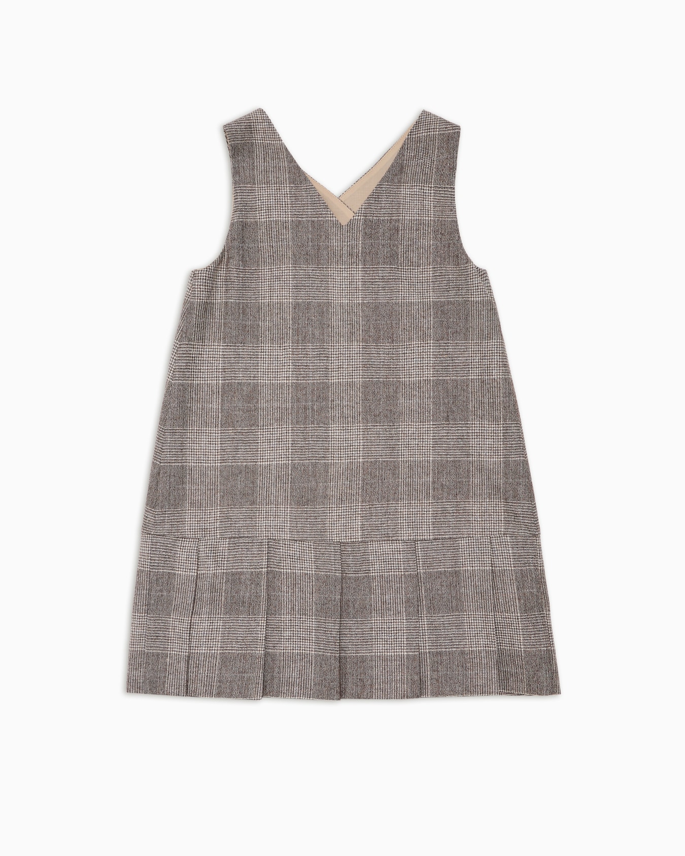 Robe sans manches à double boutonnage en mélange de laine à carreaux Diapositive 2