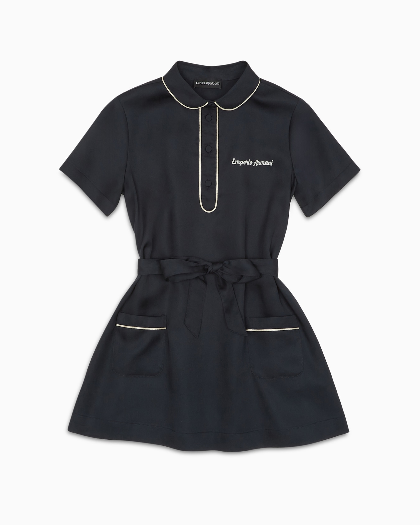 Robe col Claudine avec ceinture bandeau en modal Diapositive 0