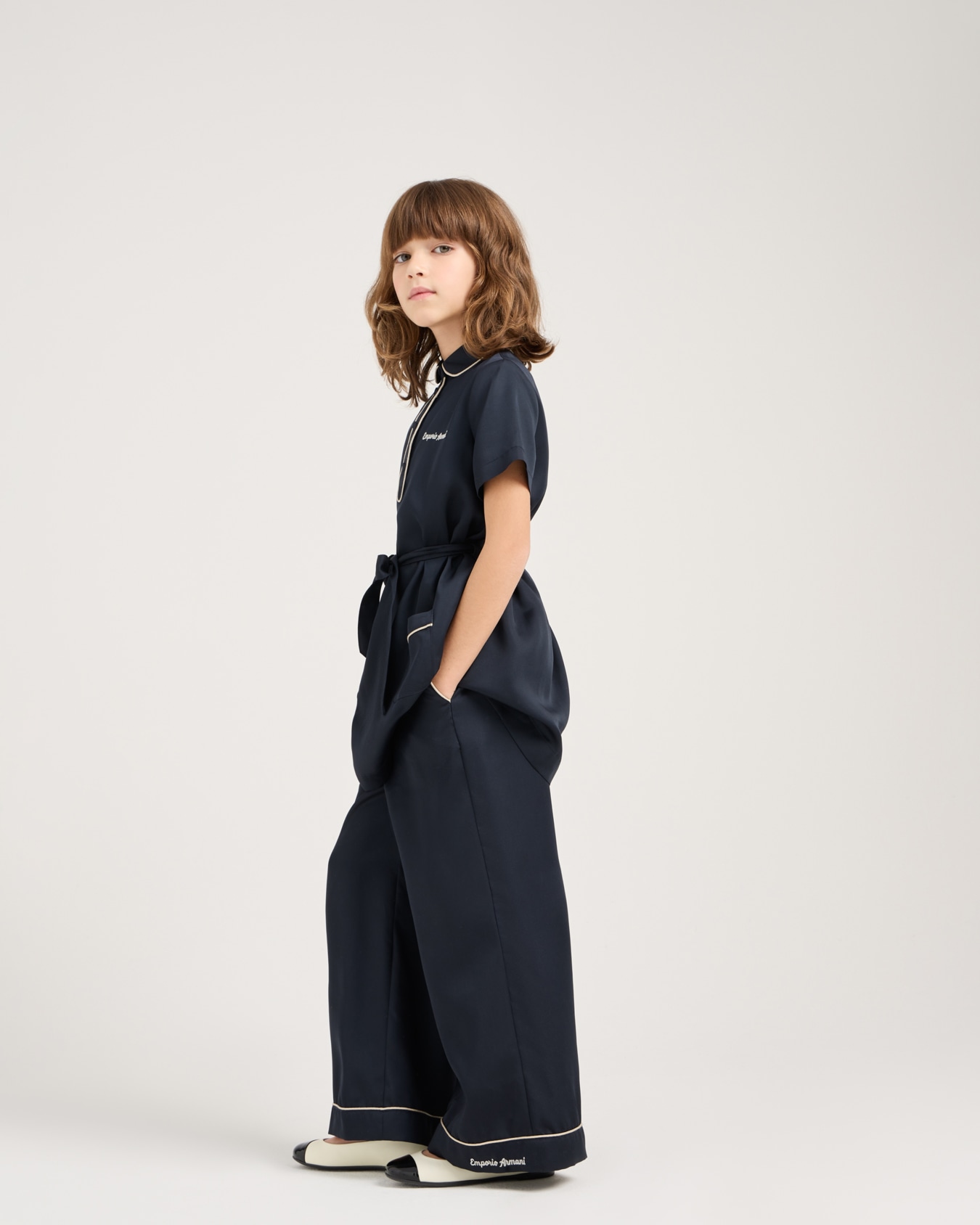 Robe col Claudine avec ceinture bandeau en modal Diapositive 3