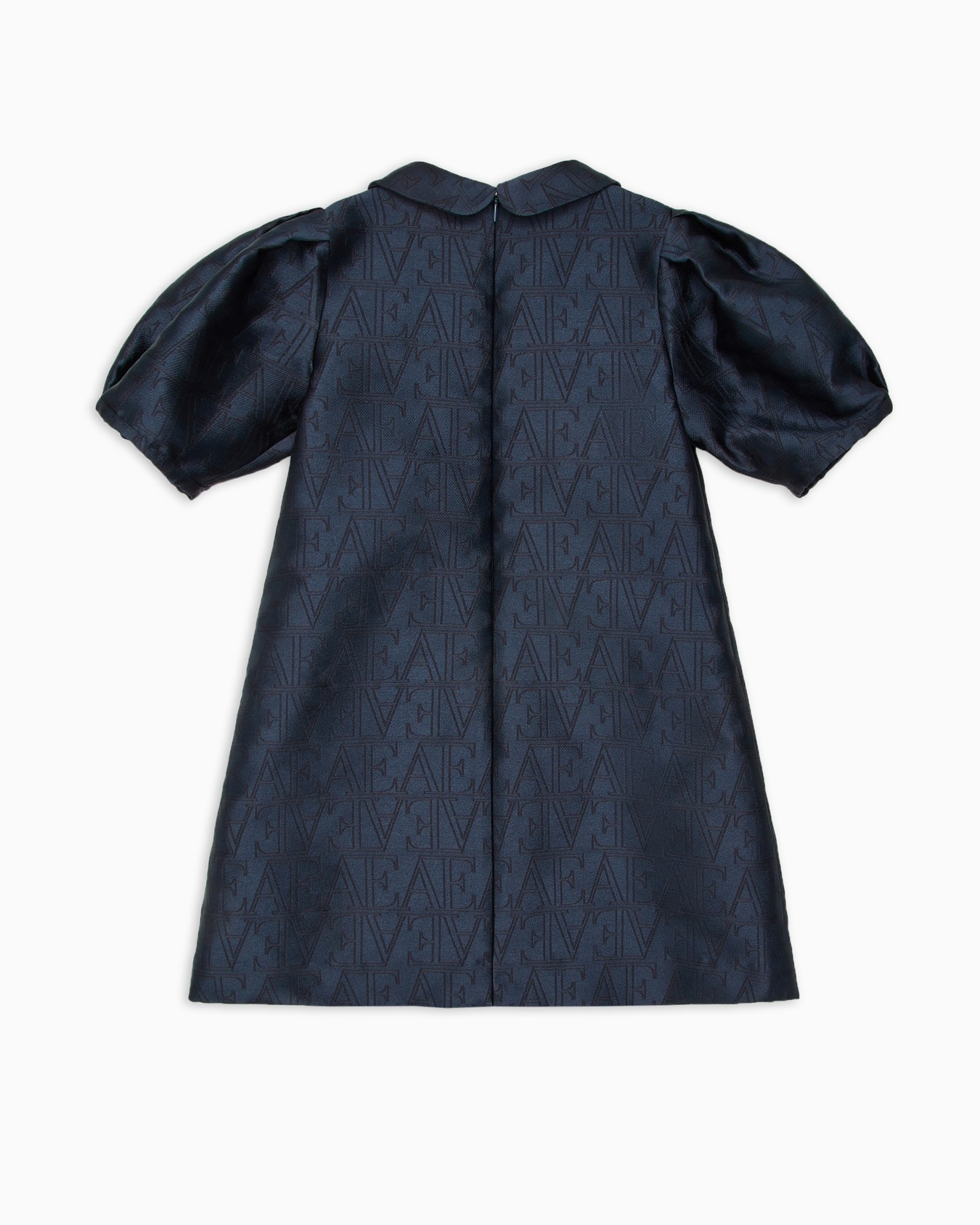 Dress with all-over EA logo jacquard and Peter Pan collar Slide 2