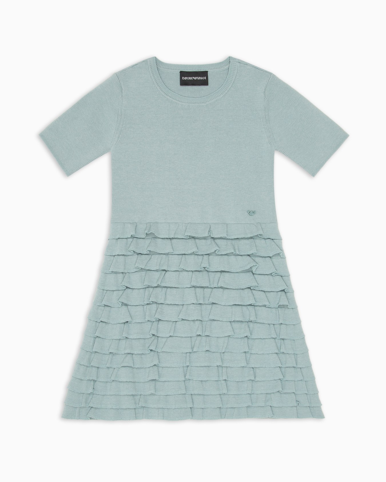 Knit dress featuring skirt with flounces and ruffles Slide 0