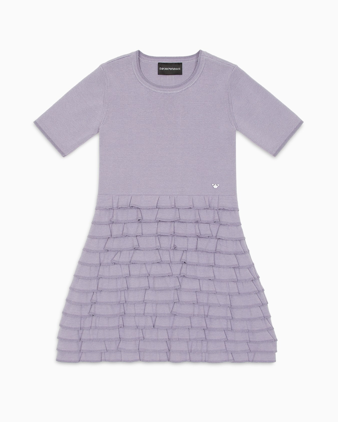 Knit dress featuring skirt with flounces and ruffles Slide 0