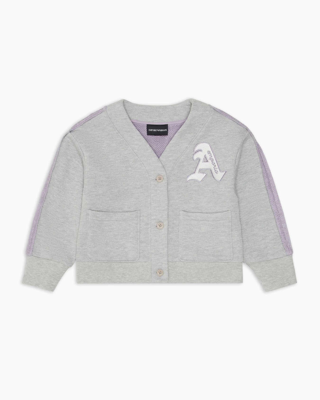 Sudadera ancha tipo cárdigan de punto con cuello de pico y parche A Diapositiva 0