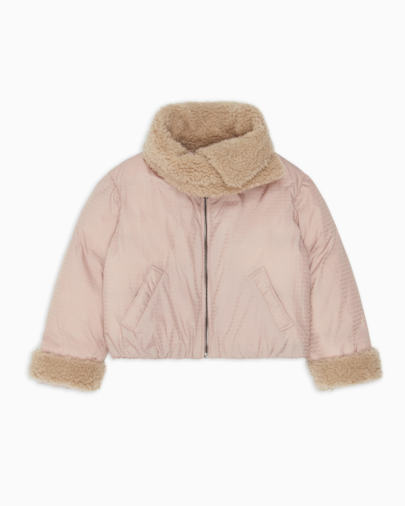 Blouson en nylon avec inscription du logo, rembourrage recyclé et détails effet peluche ASV Diapositive 0