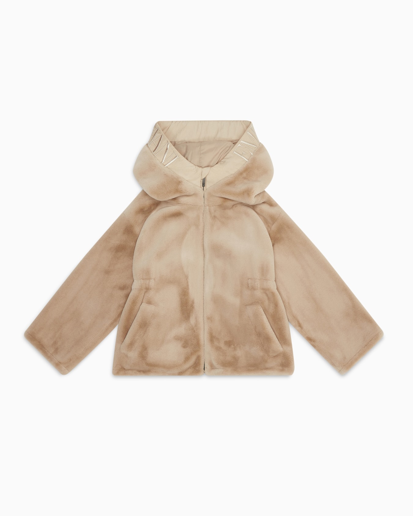 Blouson effet fourrure avec capuche et fermeture zippée Diapositive 0