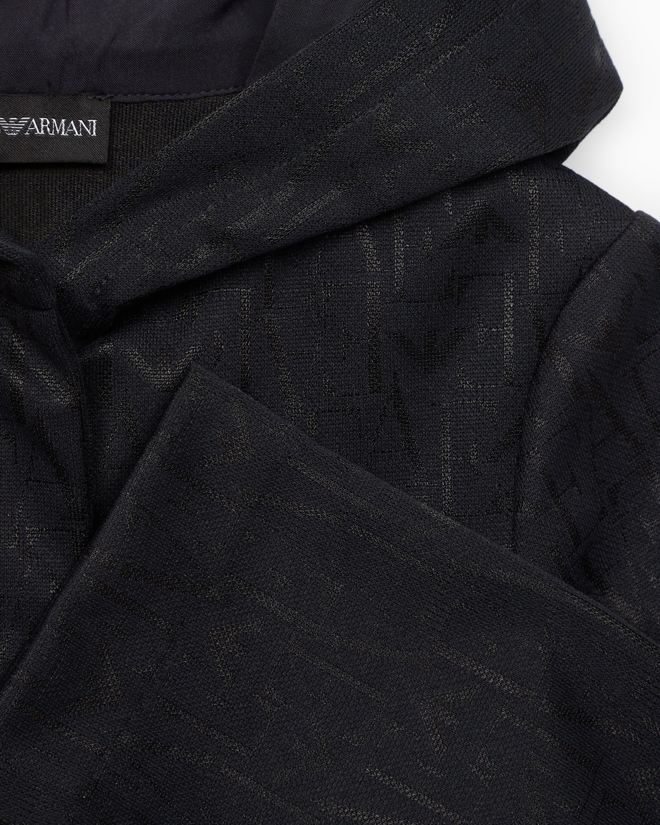 Hooded blazer with all-over jacquard logo lettering Slide 1