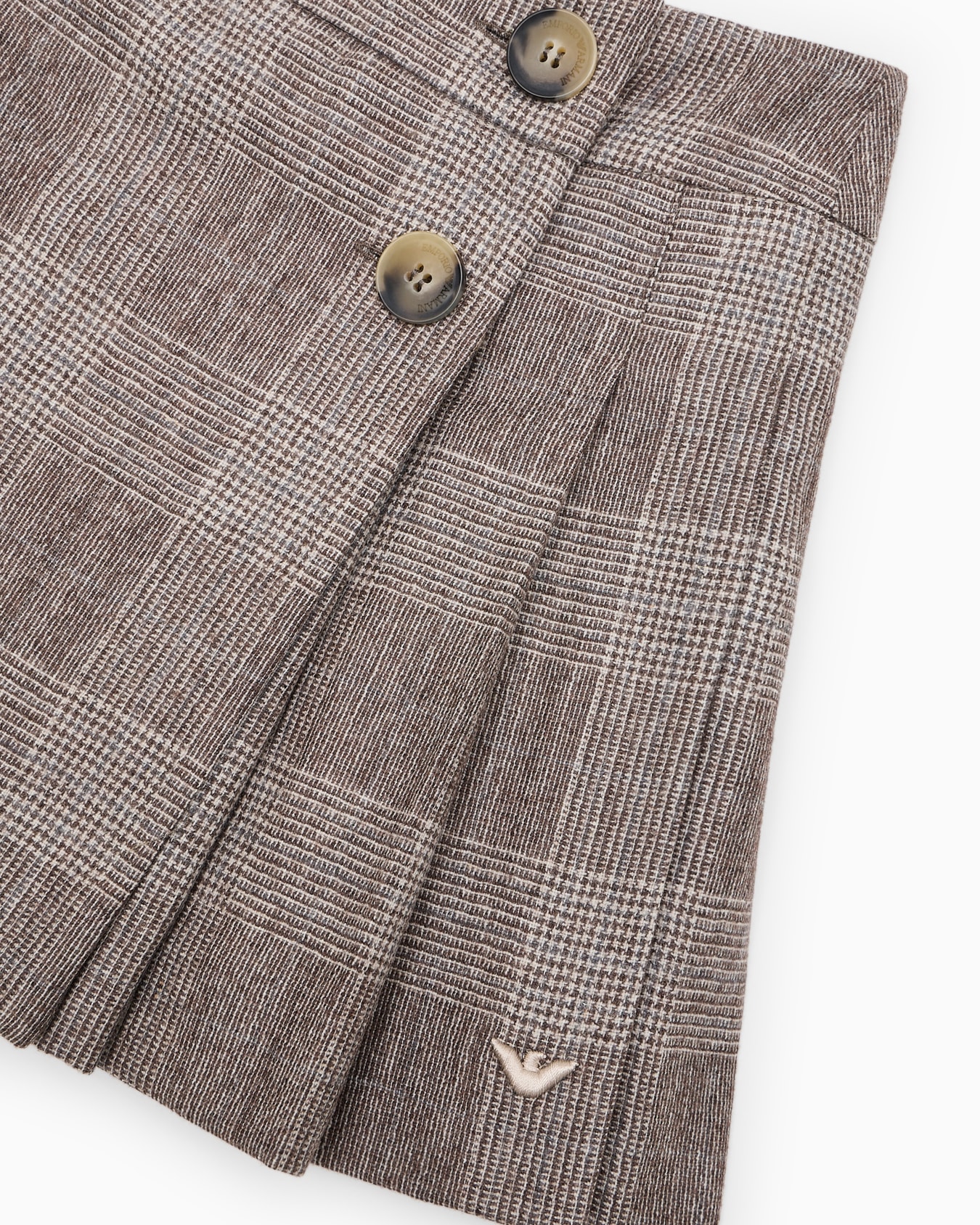 Check wool-blend skirt with godet pleats Slide 1