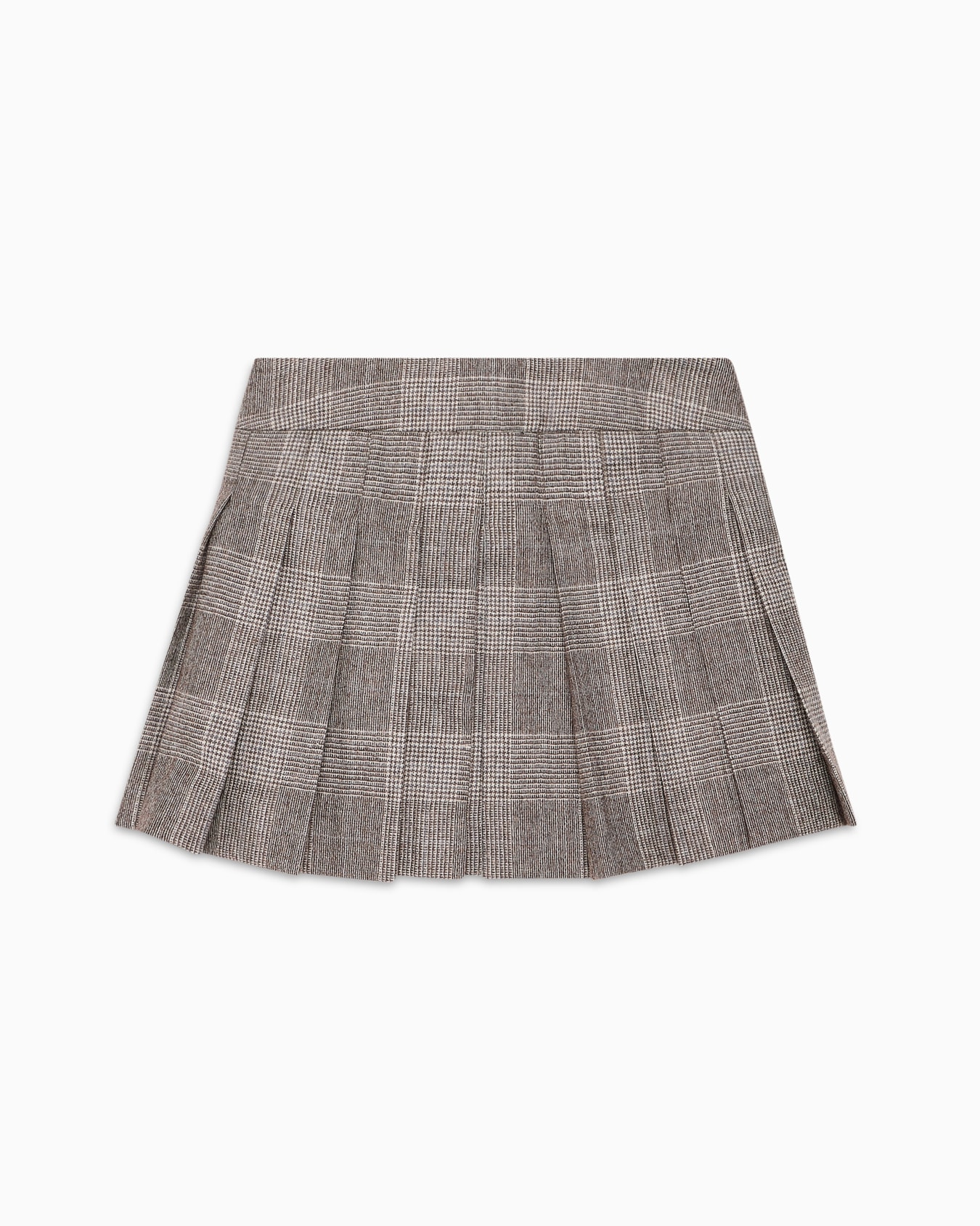 Check wool-blend skirt with godet pleats Slide 2