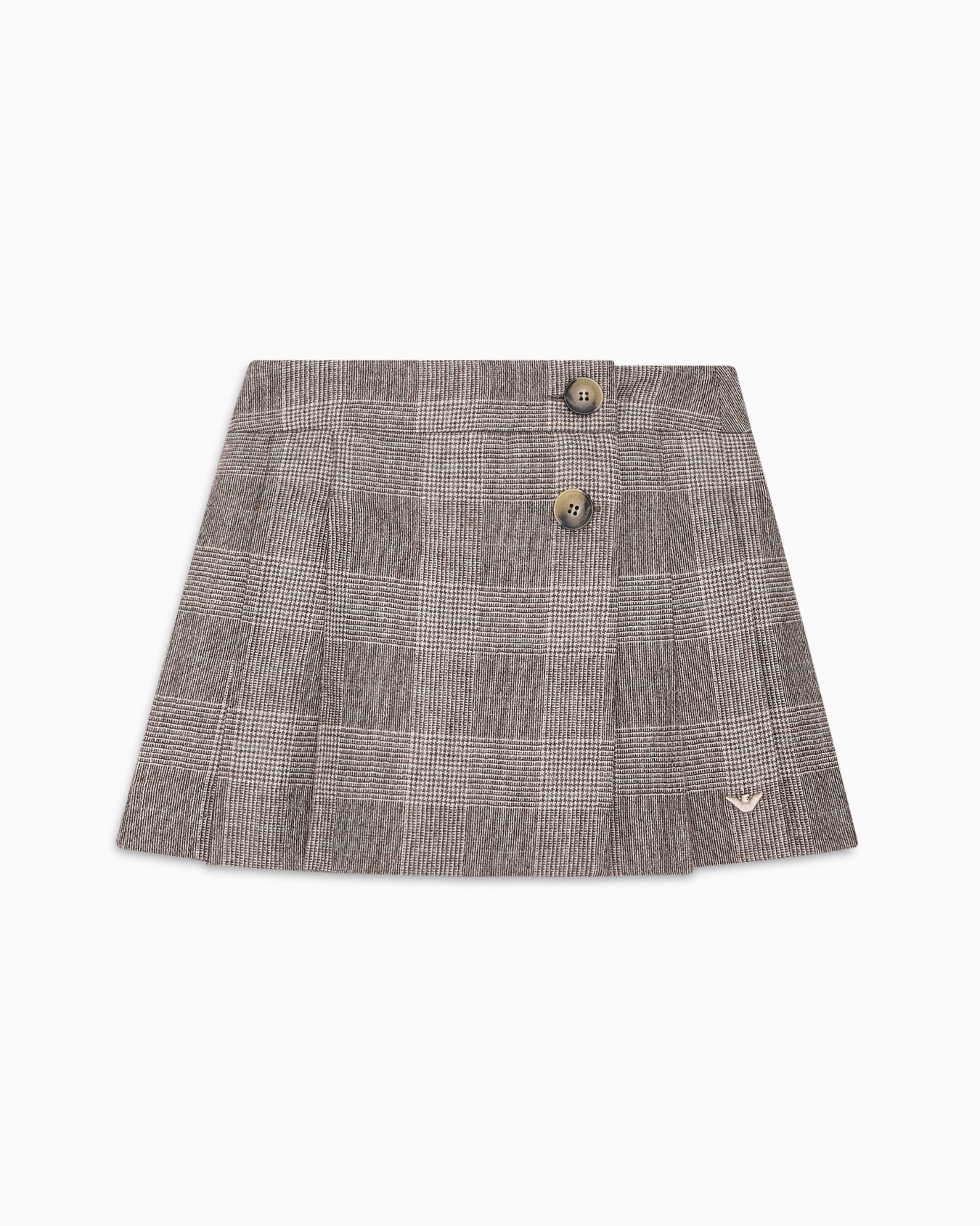 Check wool-blend skirt with godet pleats Slide 0