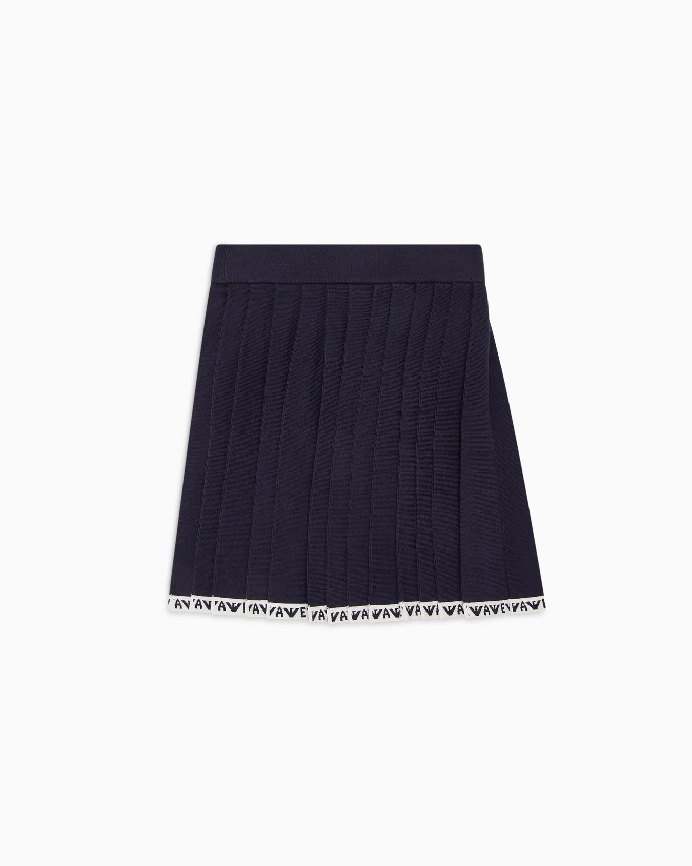 Pleated knit skirt with logo trim Slide 2