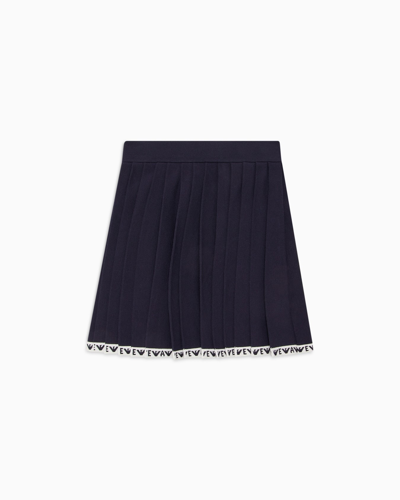 Pleated knit skirt with logo trim Slide 0