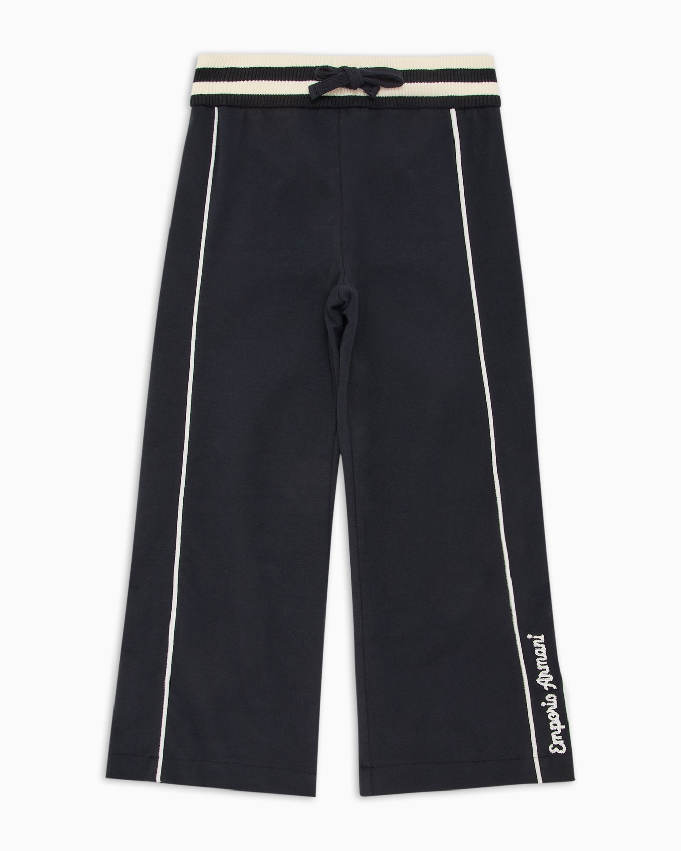 Jersey modal drawstring trousers with piping Slide 0
