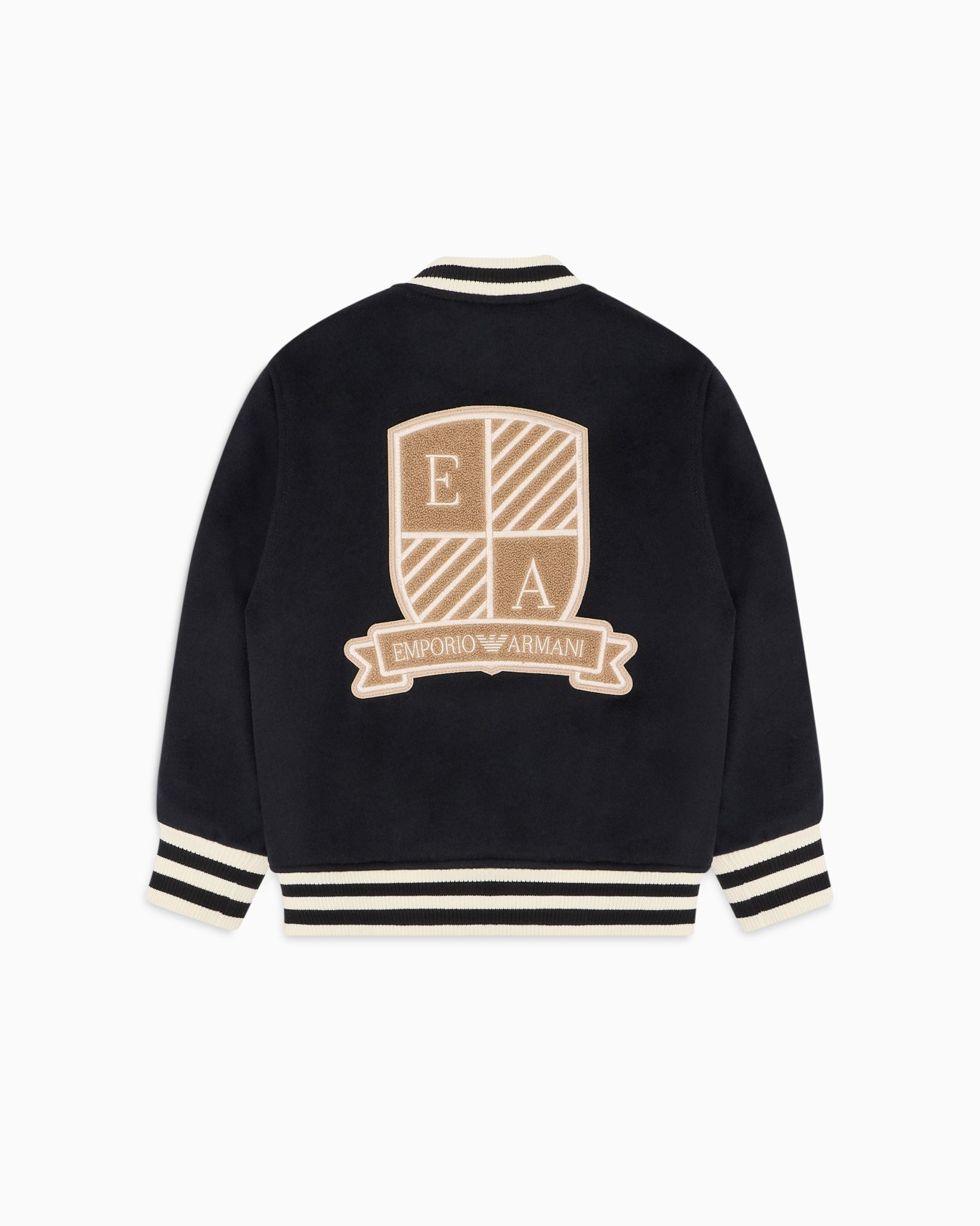 Blouson en tissu de laine avec grand écusson blason logo Diapositive 2