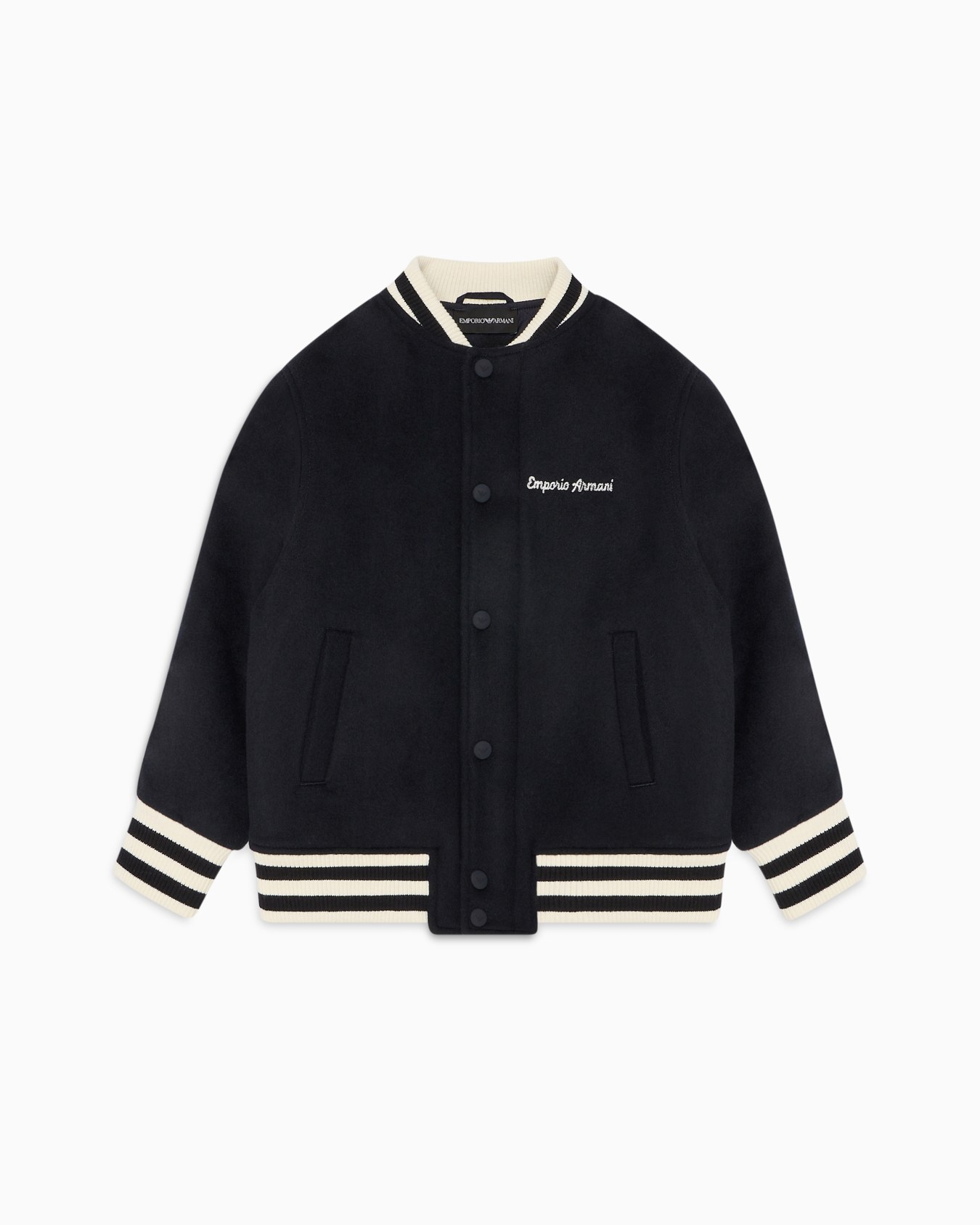Blouson en tissu de laine avec grand écusson blason logo Diapositive 0