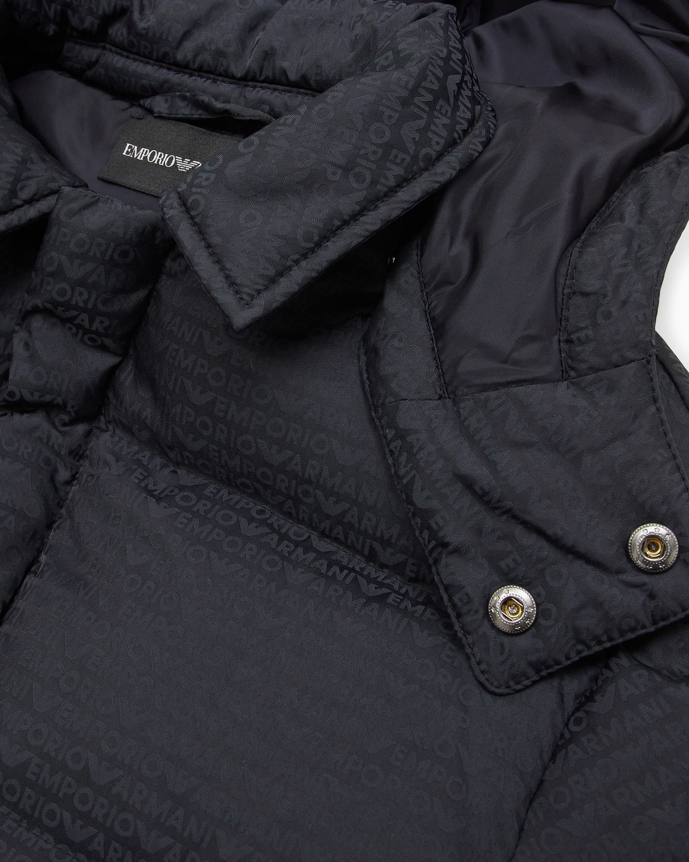 ASV nylon puffer jacket with logo lettering, hood and recycled down Slide 1