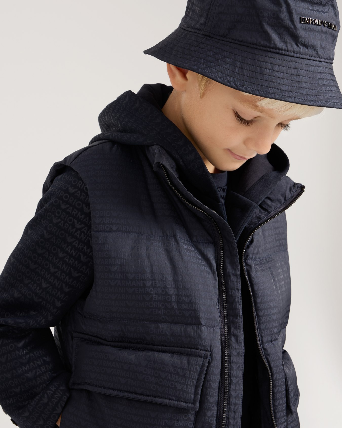 ASV sleeveless nylon puffer jacket with logo lettering and recycled down Slide 3