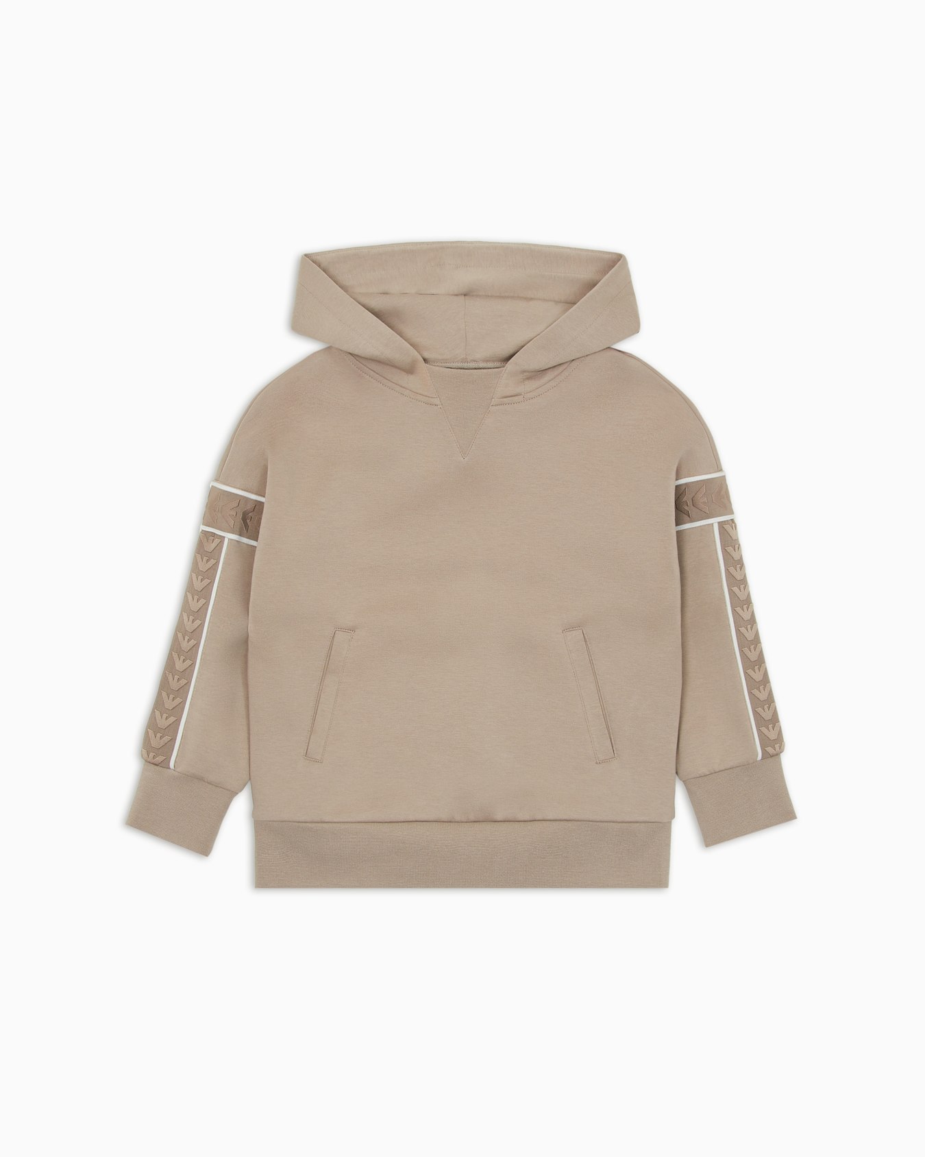 Oversized-fit hooded sweatshirt in double jersey with logo tape Slide 0