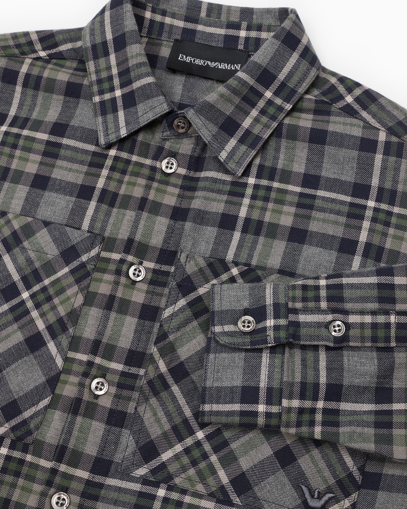 Camisa de franela con fantasía madrás Diapositiva 1
