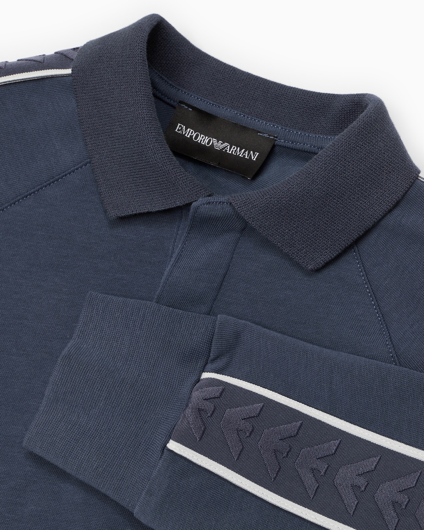 Comfort-fit heavyweight jersey polo shirt with eagle tape on the sleeves Slide 1