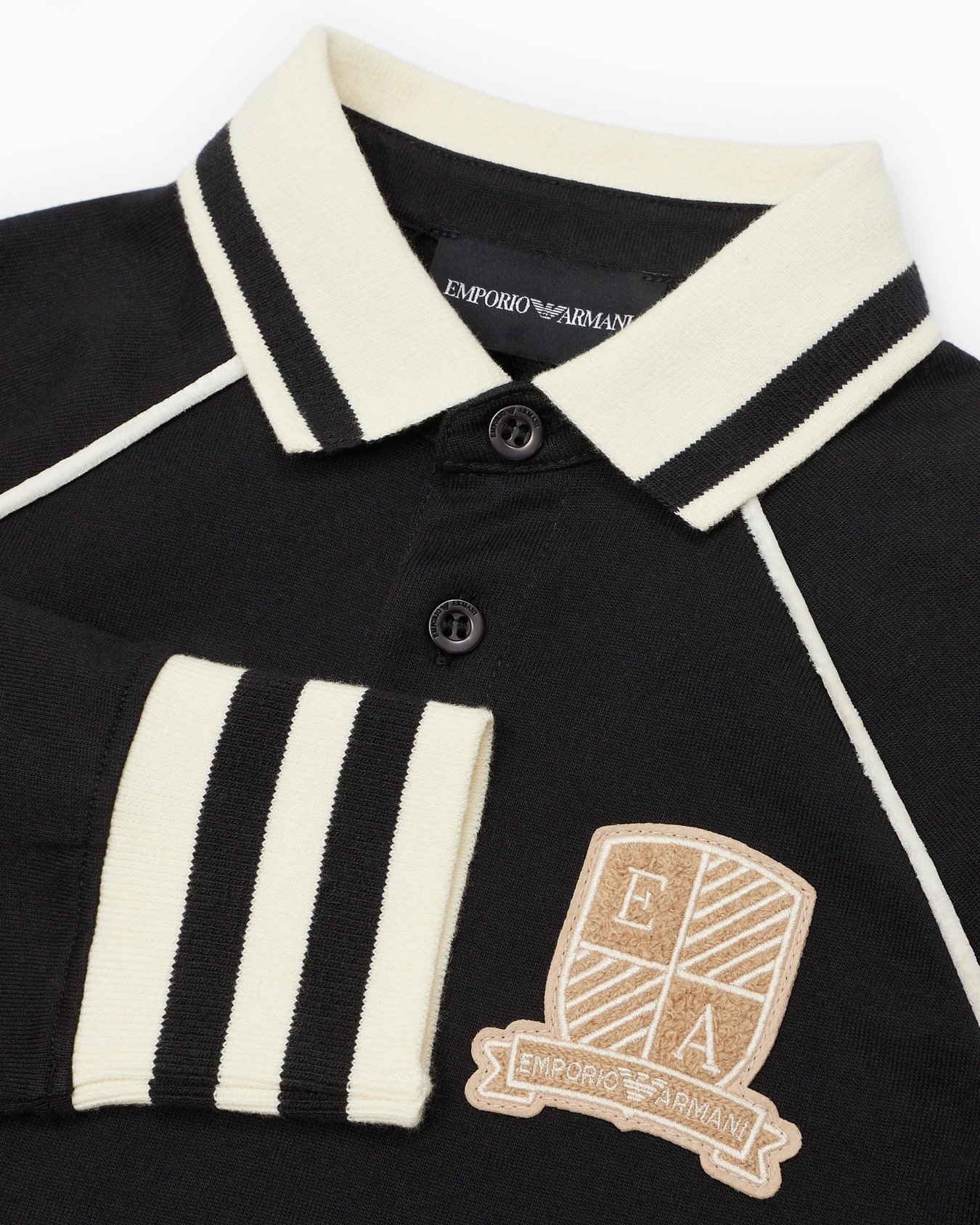 Comfort-fit jersey polo shirt with logo crest patch Slide 1