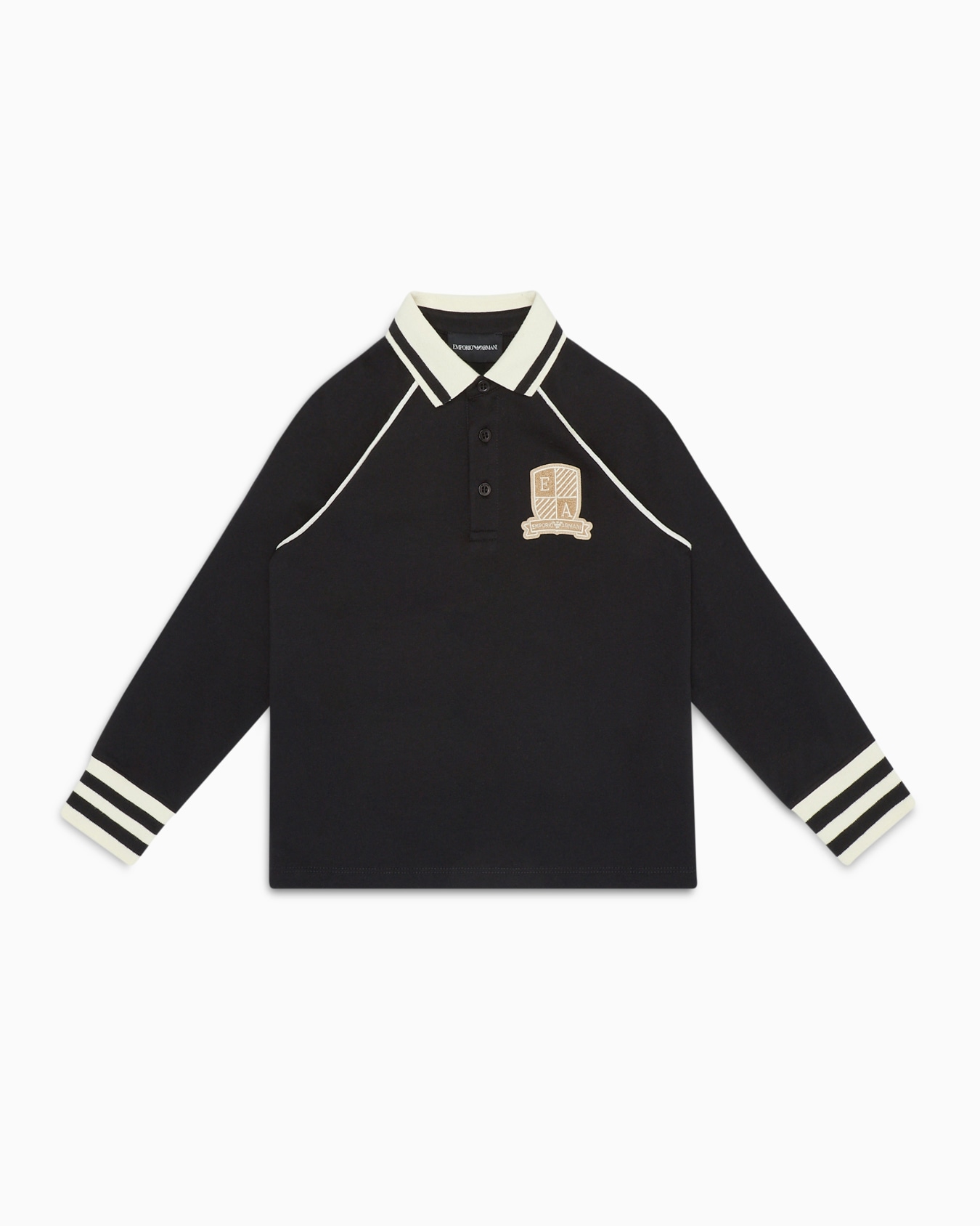 Comfort-fit jersey polo shirt with logo crest patch Slide 0