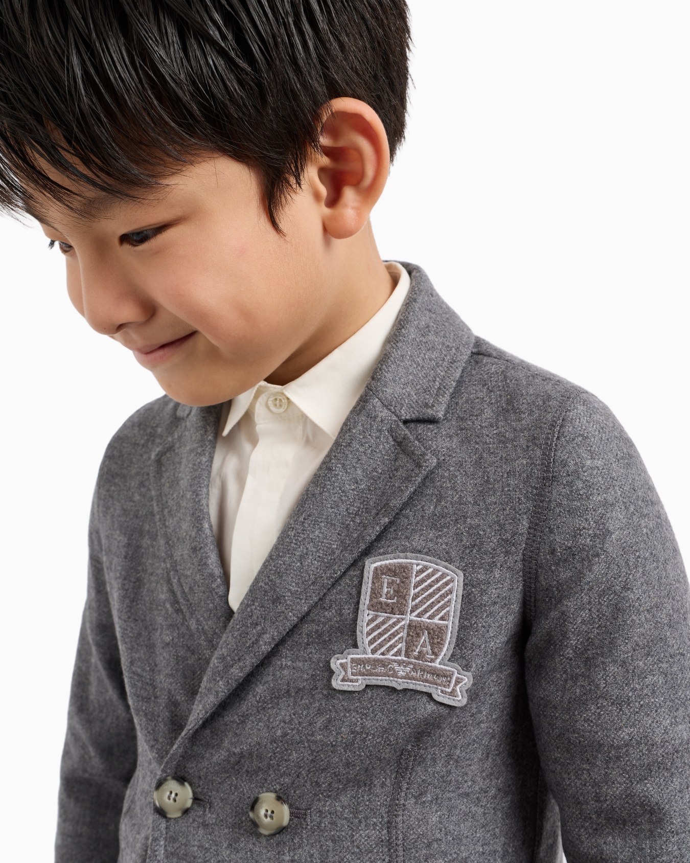 Veste croisée en mélange de laine avec écusson blason du logo Diapositive 4