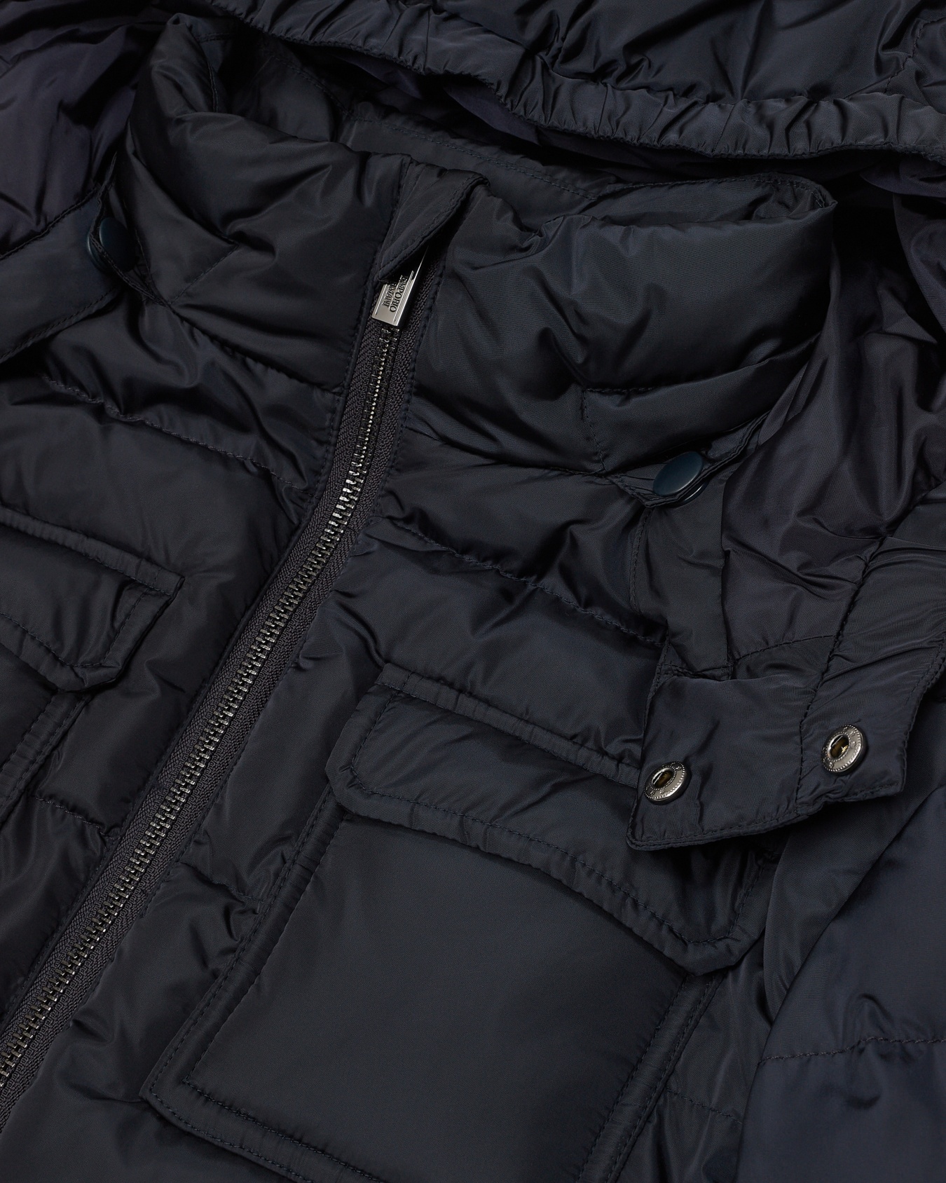 ASV long, quilted-nylon puffer jacket with recycled down and logo print Slide 1