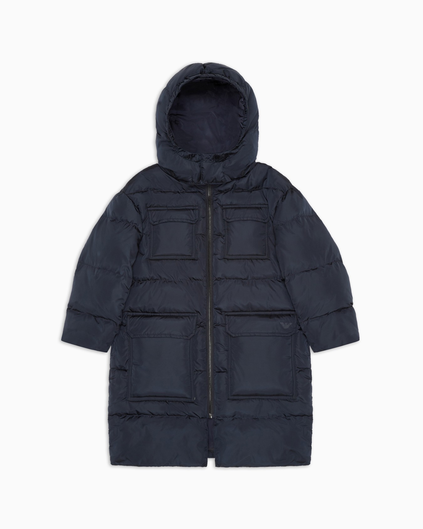 ASV long, quilted-nylon puffer jacket with recycled down and logo print Slide 0