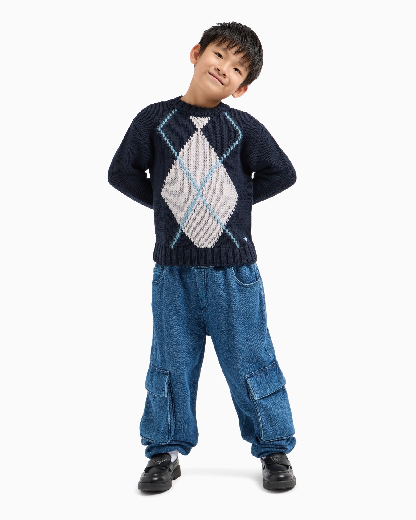 Pullover aus Baumwollmischung mit Maxi-Rautenmuster Folie 3