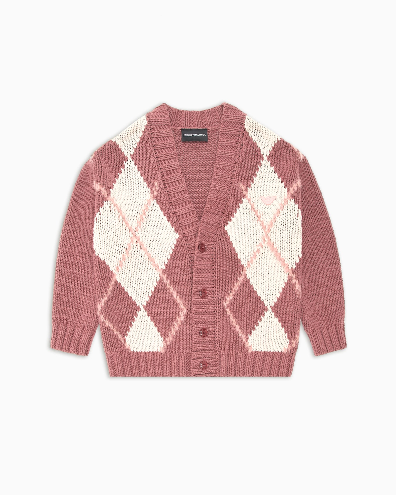 Strickjacke mit V-Ausschnitt und Maxi-Rautenmuster Folie 0