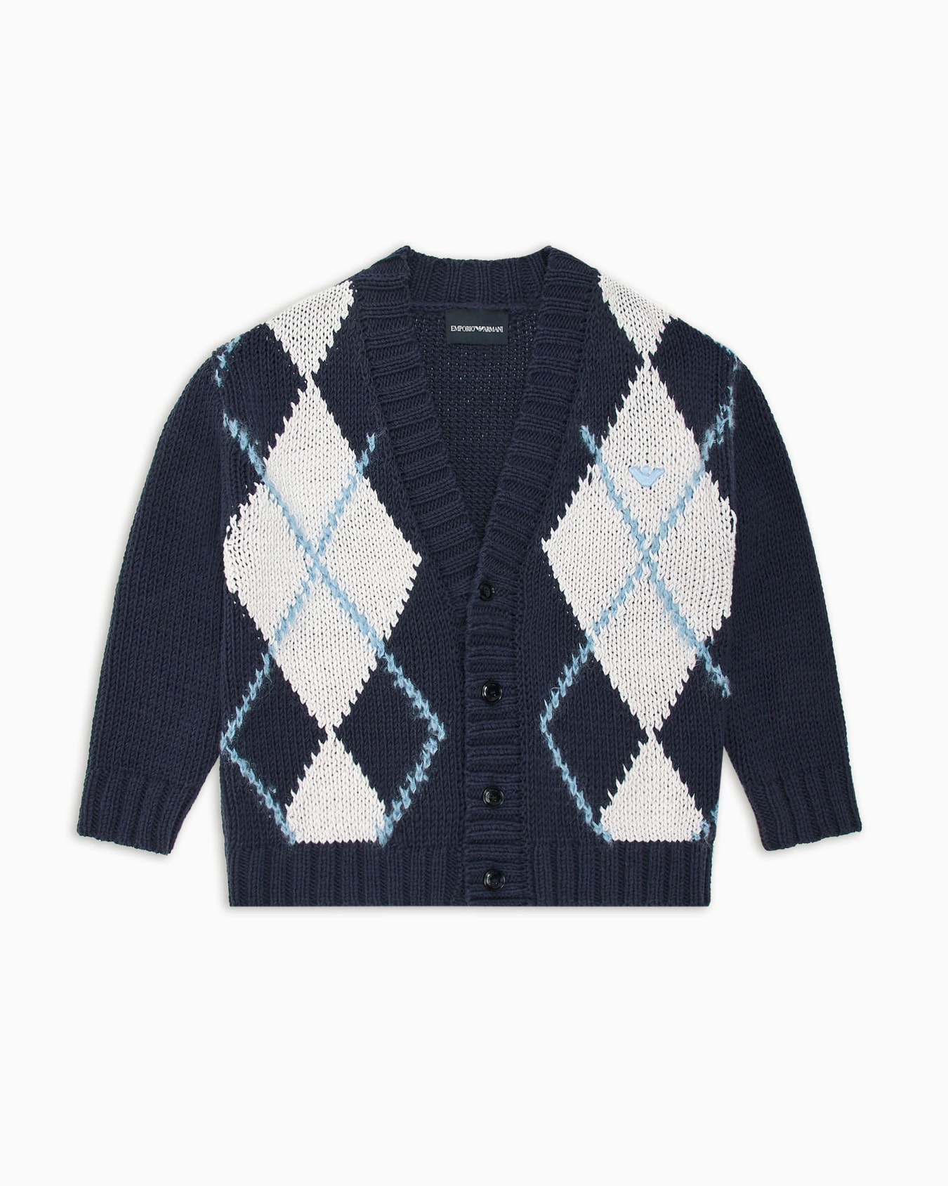 V-neck cardigan with oversized diamond motif Slide 0