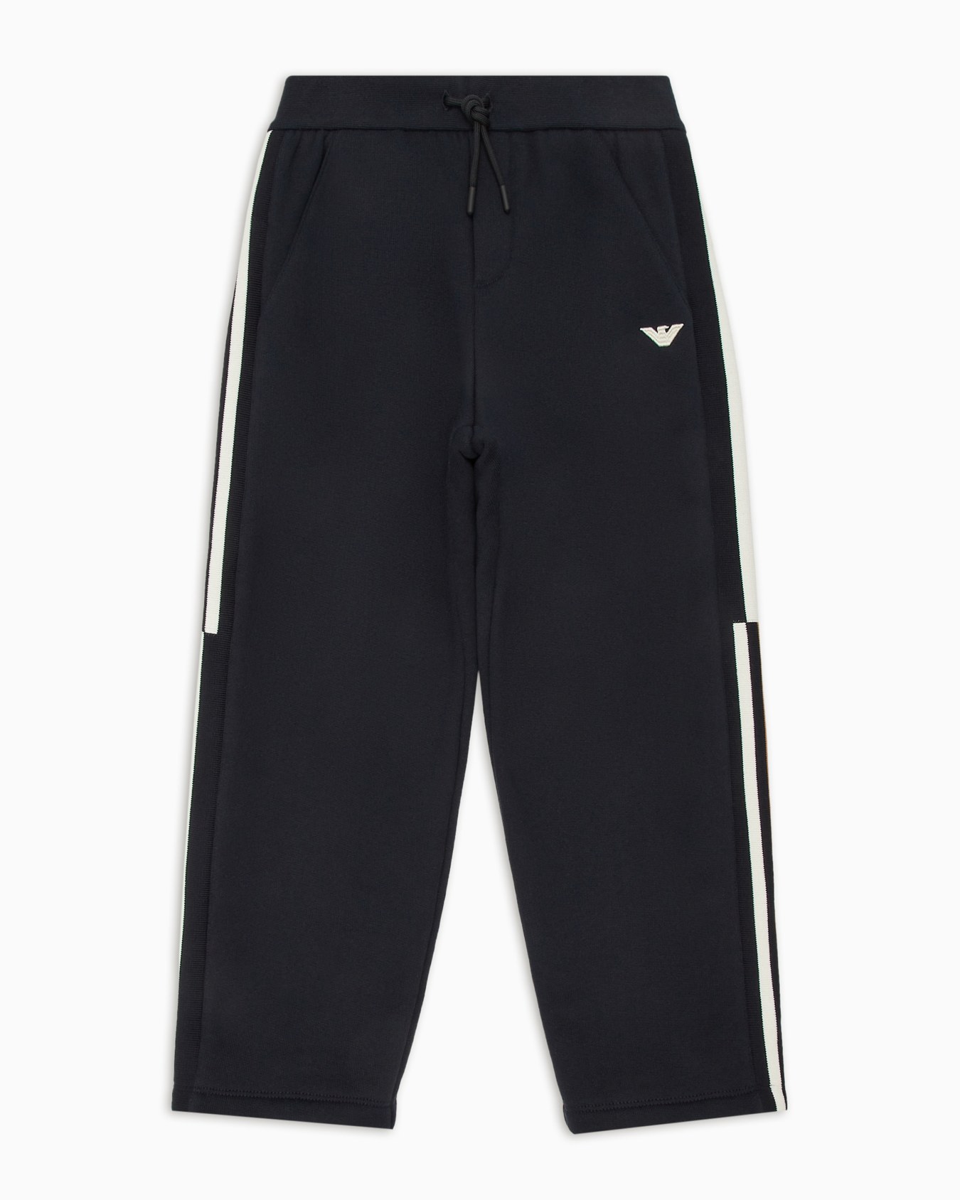 Pantalon ample avec cordon de serrage en tissu molletonné avec bandes latérales Diapositive 0