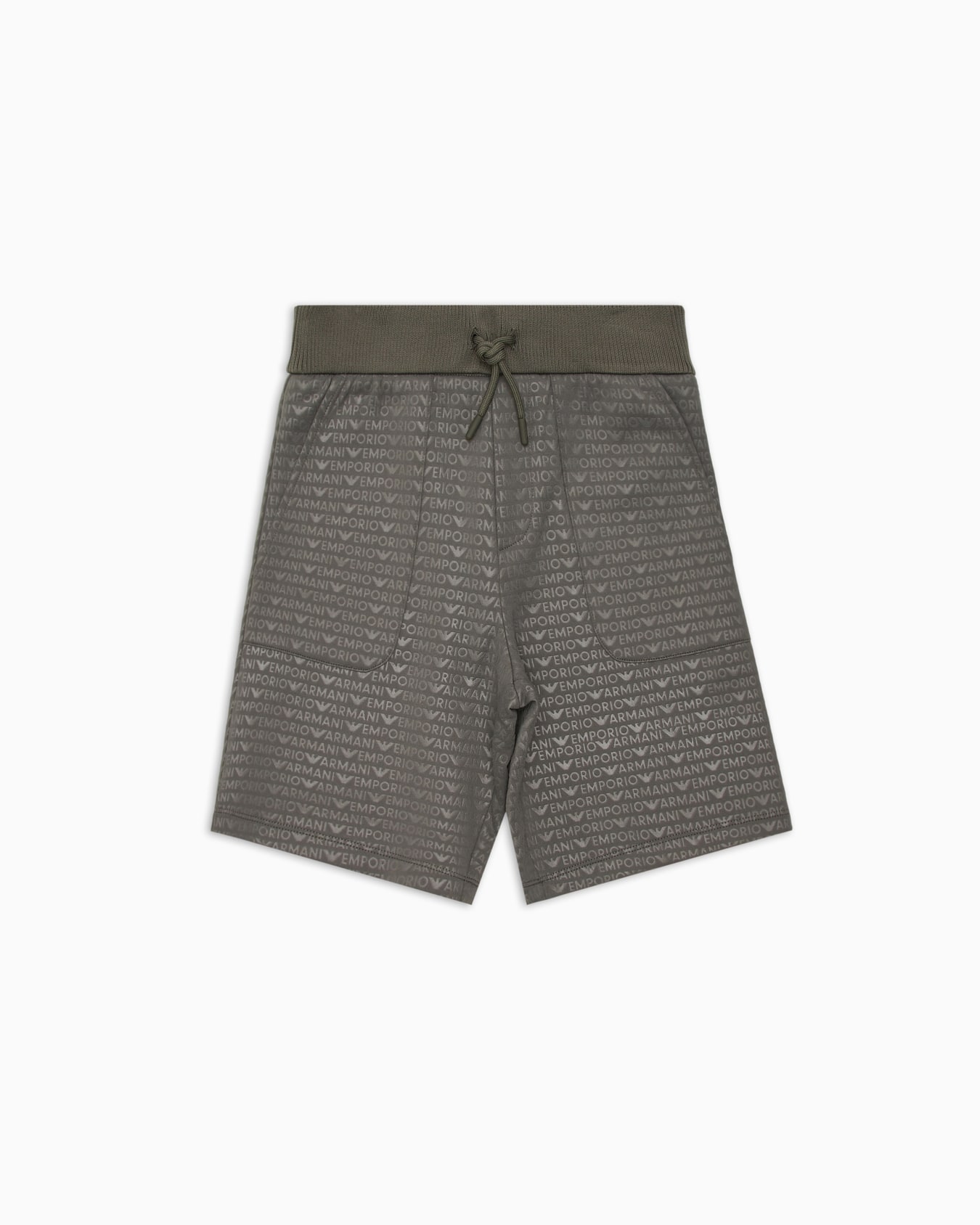 Loose-fit jersey Bermuda shorts with drawstring and all-over logo lettering Slide 0