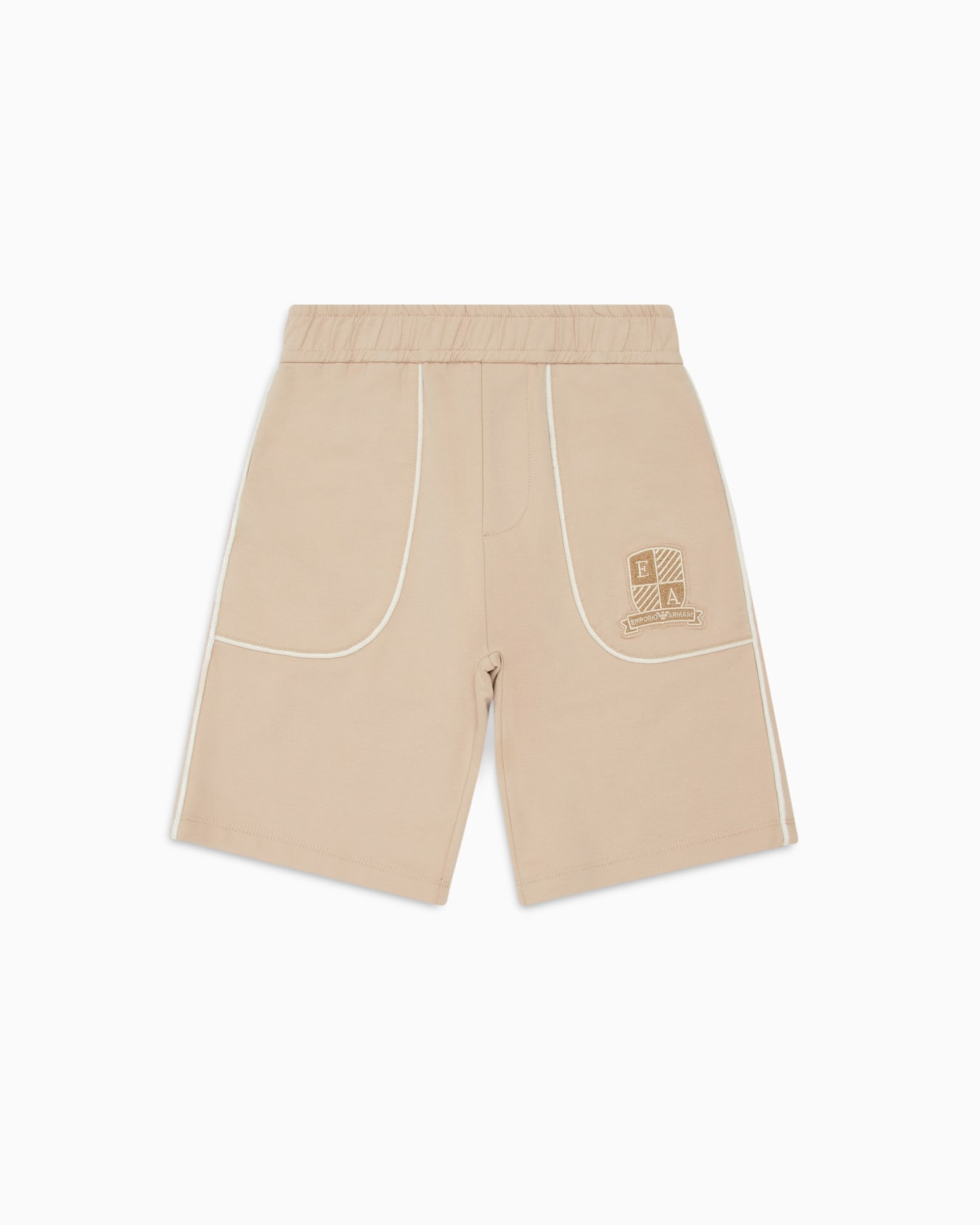 Loose-fit jersey Bermuda shorts with logo crest patch Slide 0