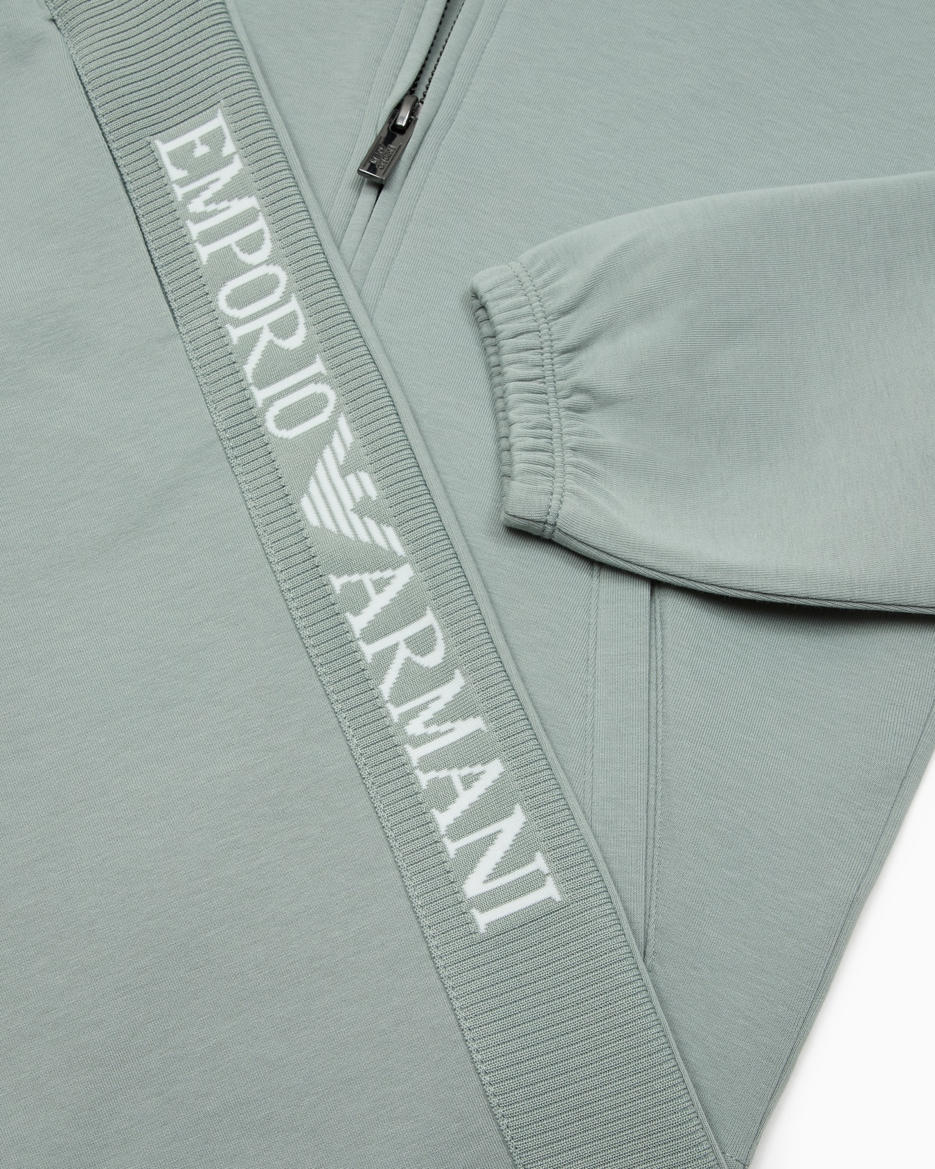 Survêtement de coupe confortable avec sweat-shirt à capuche en jersey double avec fermeture zippée et logo en jacquard Diapositive 1