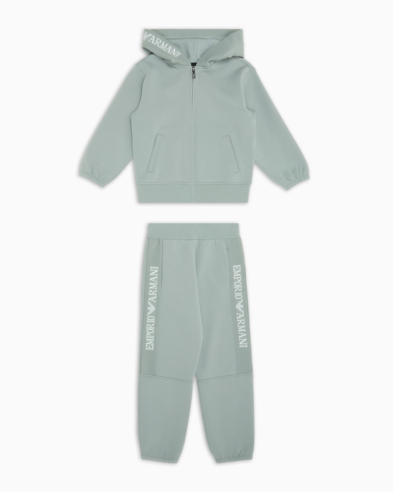 Survêtement de coupe confortable avec sweat-shirt à capuche en jersey double avec fermeture zippée et logo en jacquard Diapositive 0