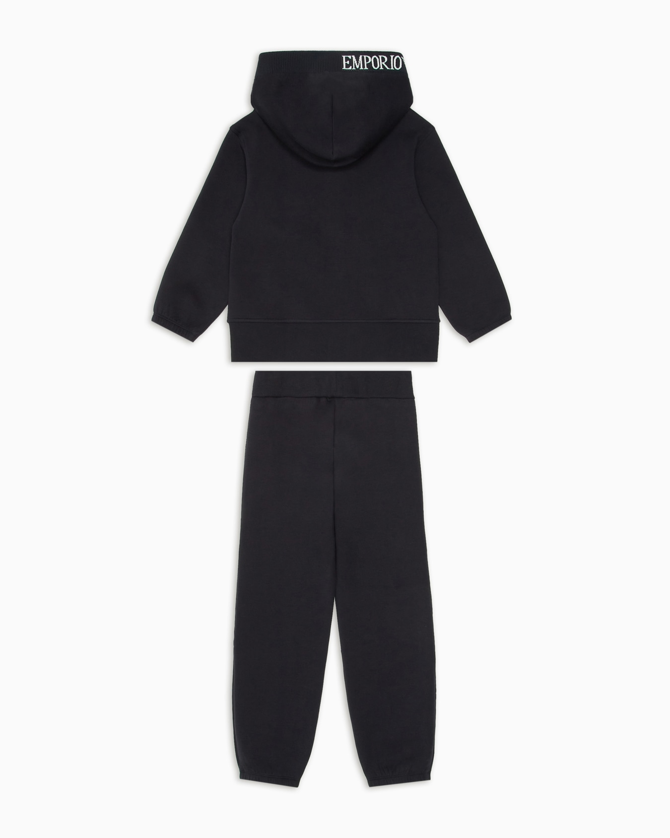 Survêtement de coupe confortable avec sweat-shirt à capuche en jersey double avec fermeture zippée et logo en jacquard Diapositive 2