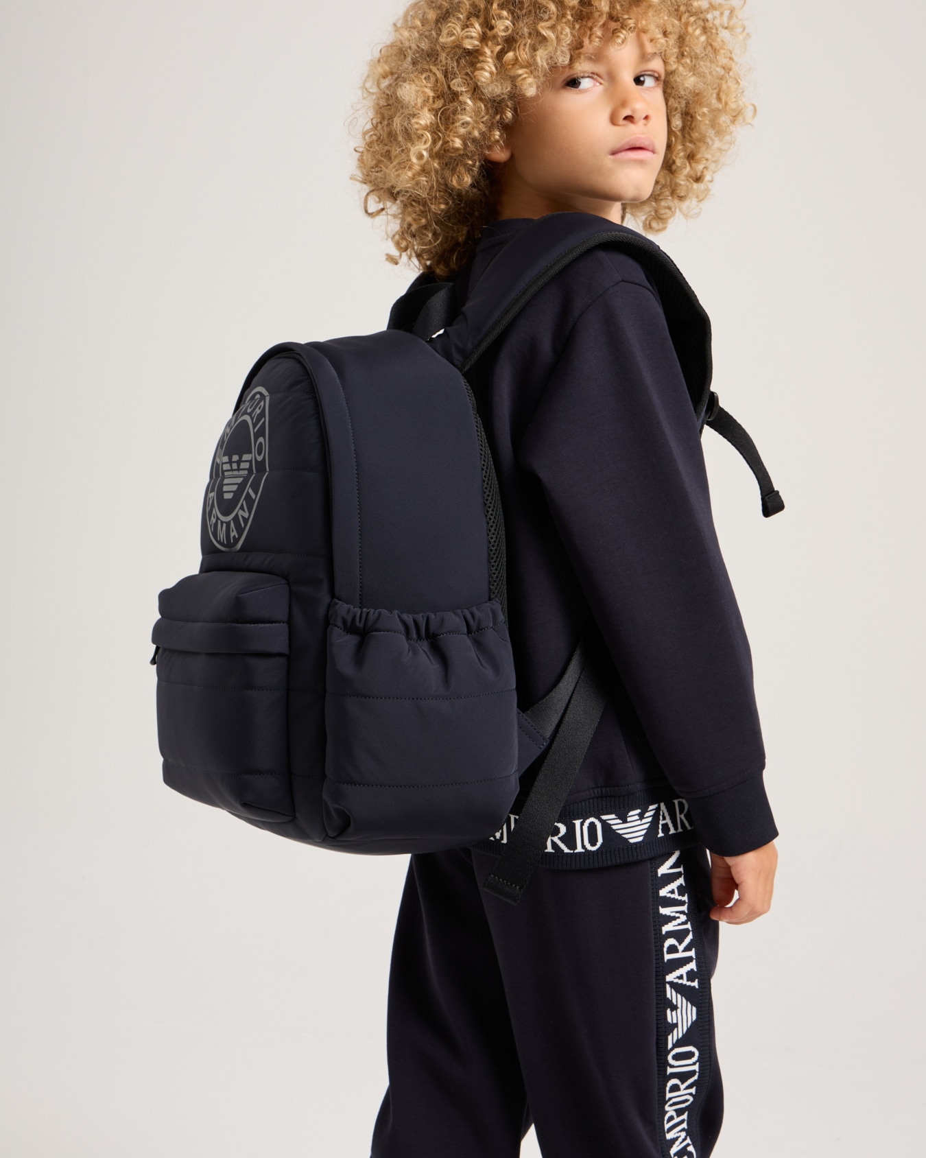 Survêtement de coupe confortable avec sweat-shirt à capuche en jersey double avec fermeture zippée et logo en jacquard Diapositive 3