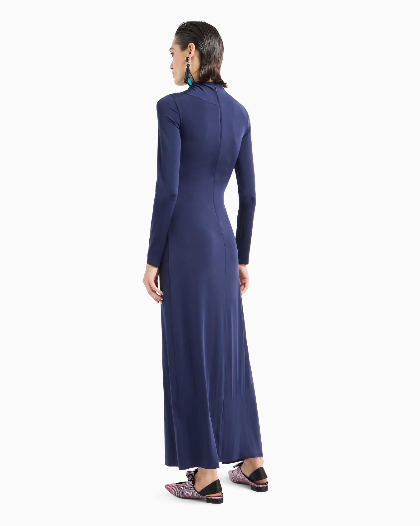 ASV long dress in stretch viscose jersey with rhinestones Slide 2