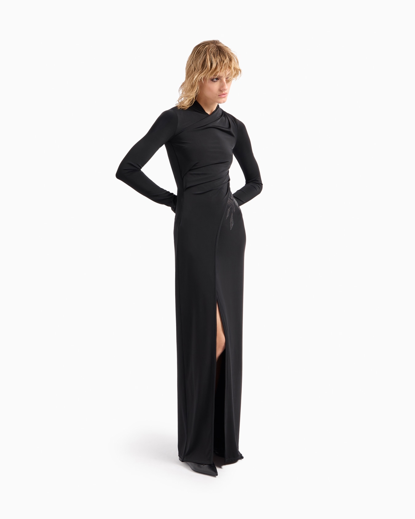 ASV long dress in stretch viscose jersey with rhinestones Slide 2