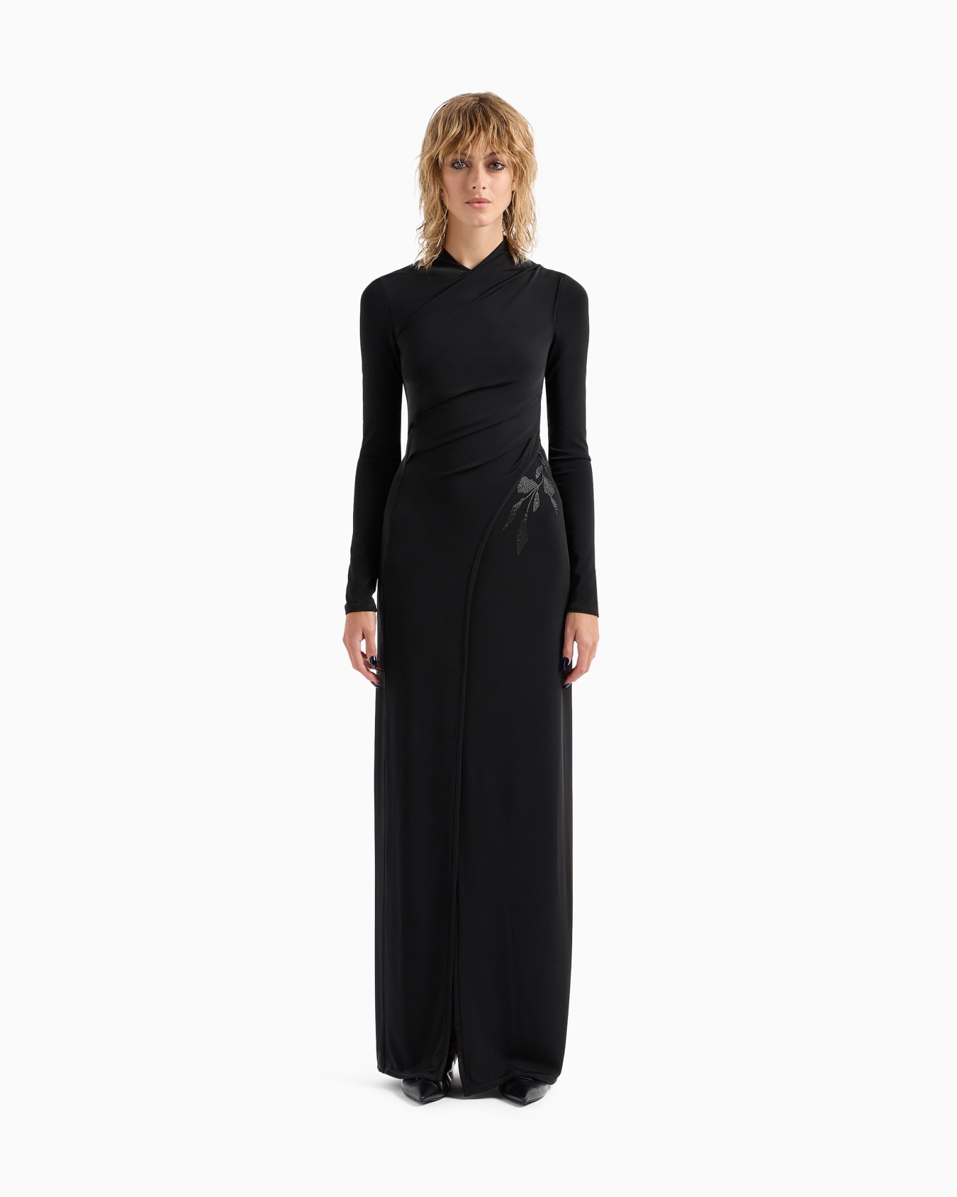 ASV long dress in stretch viscose jersey with rhinestones Slide 4