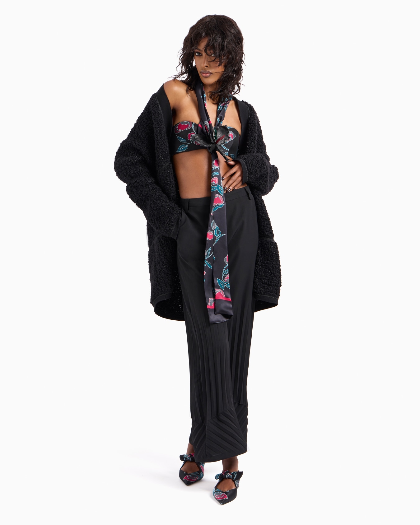 Cardigan long en jersey de laine effet bouclé Diapositive 4