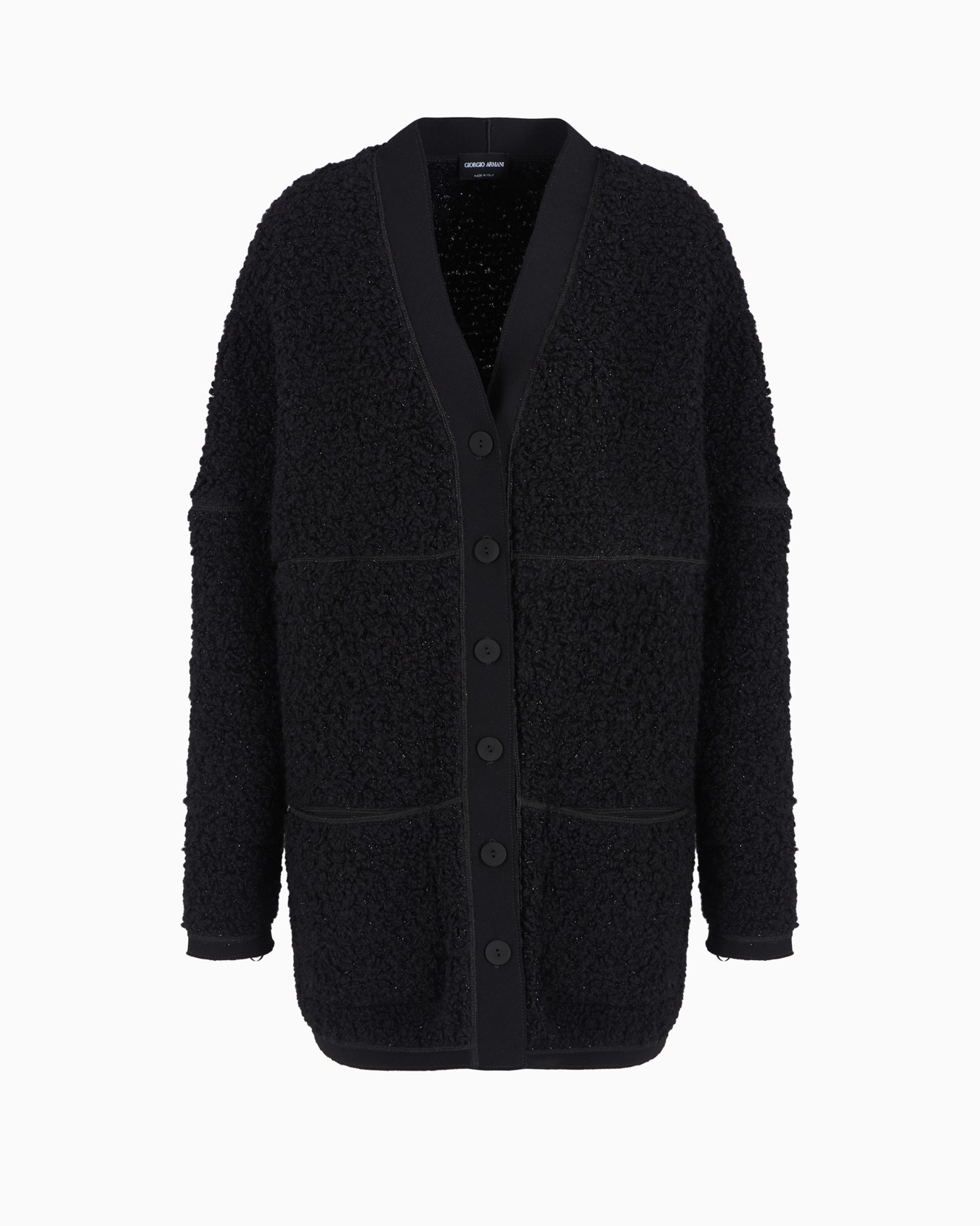 Cardigan long en jersey de laine effet bouclé Diapositive 0